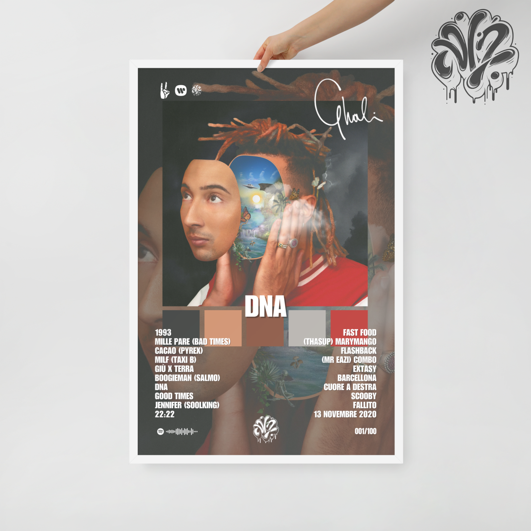 dna di ghali - Poster in A3 con cornice pronto da appendere