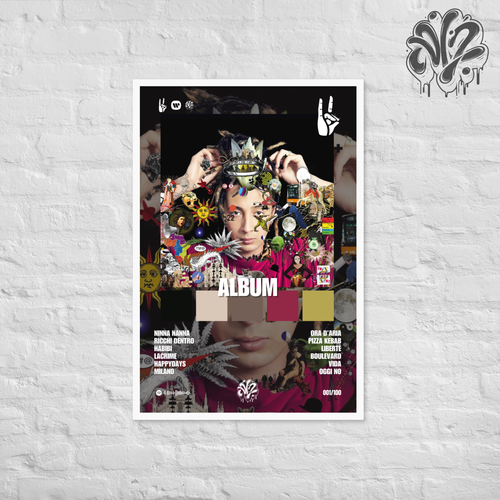 album di ghali - Poster in A3 con cornice pronto da appendere