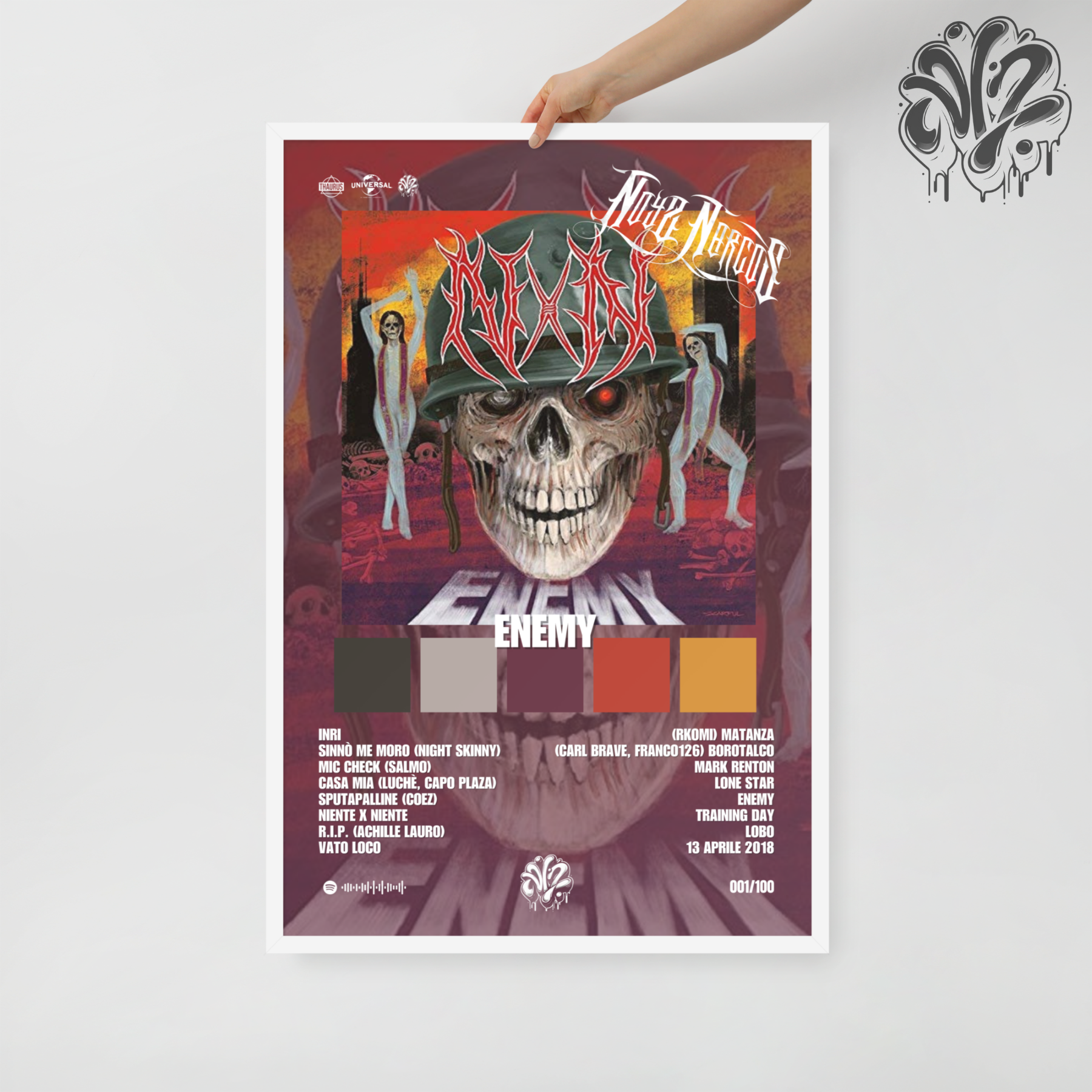 Enemy di Noyz Narcos - Poster in A3 con cornice pronto da appendere