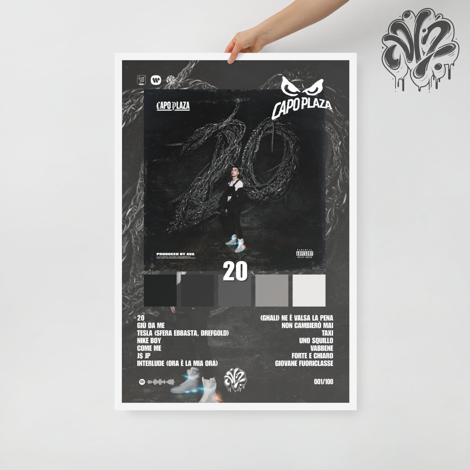 20 di Capo Plaza - Poster in A3 con cornice pronto da appendere