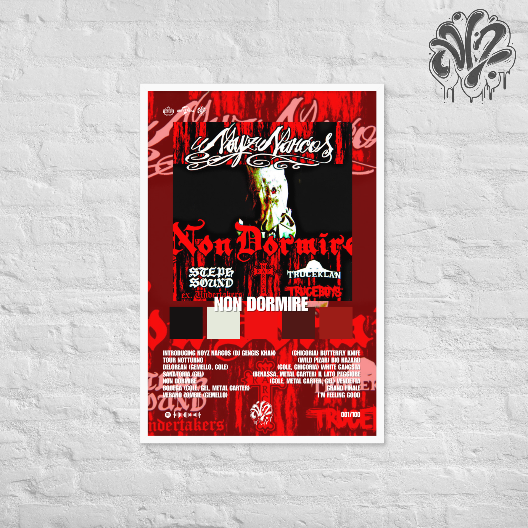 Non dormire di Noyz Narcos - Poster in A3 con cornice pronto da appendere