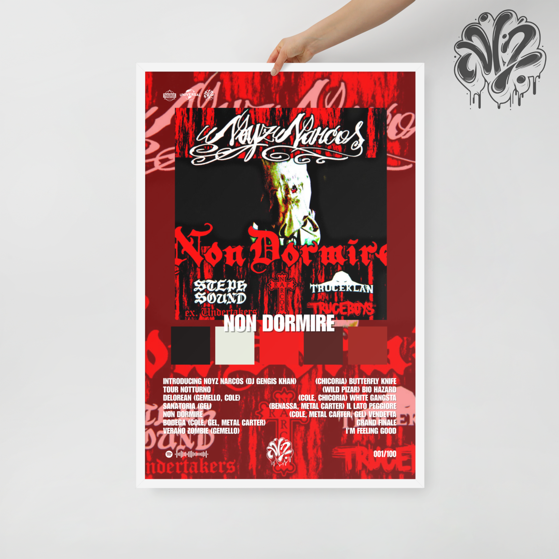 Non dormire di Noyz Narcos - Poster in A3 con cornice pronto da appendere