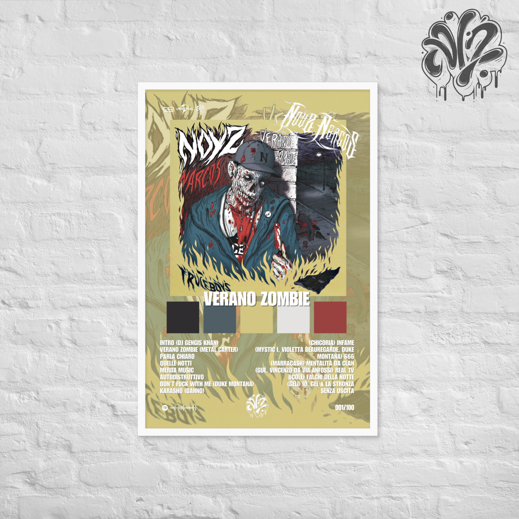 Verano Zombie di Noyz Narcos - Poster in A3 con cornice pronto da appendere