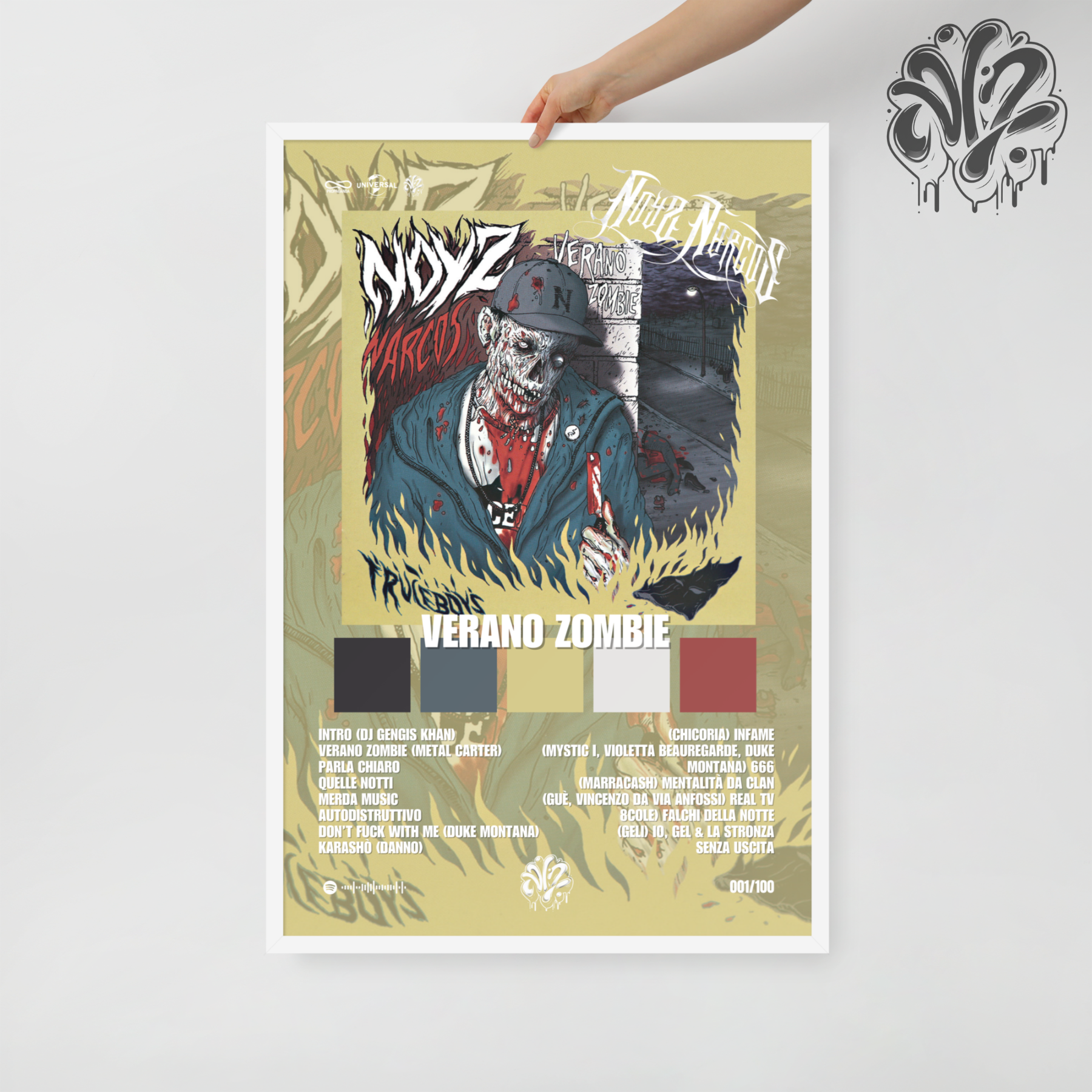 Verano Zombie di Noyz Narcos - Poster in A3 con cornice pronto da appendere