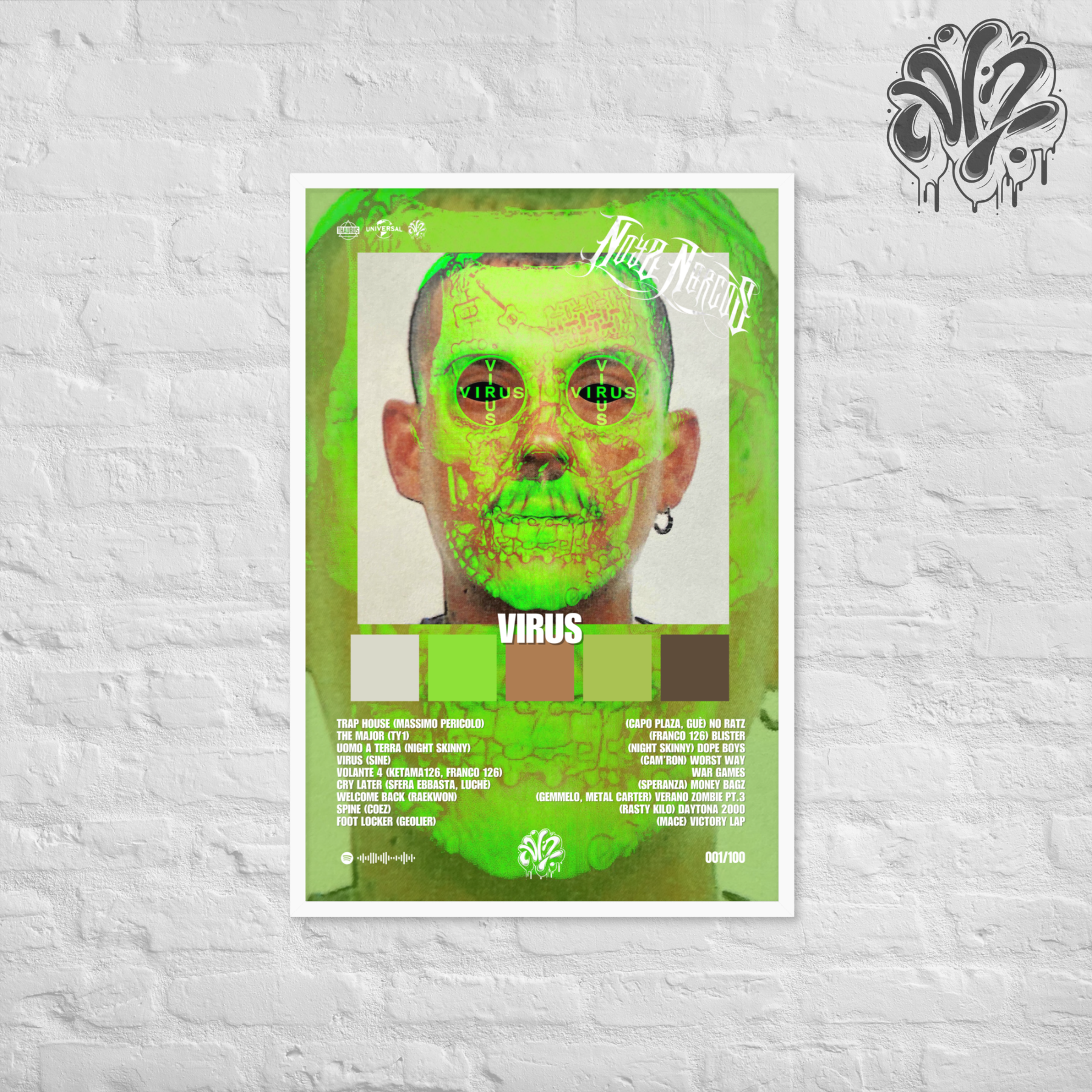 Virus di Noyz Narcos - Poster in A3 con cornice pronto da appendere