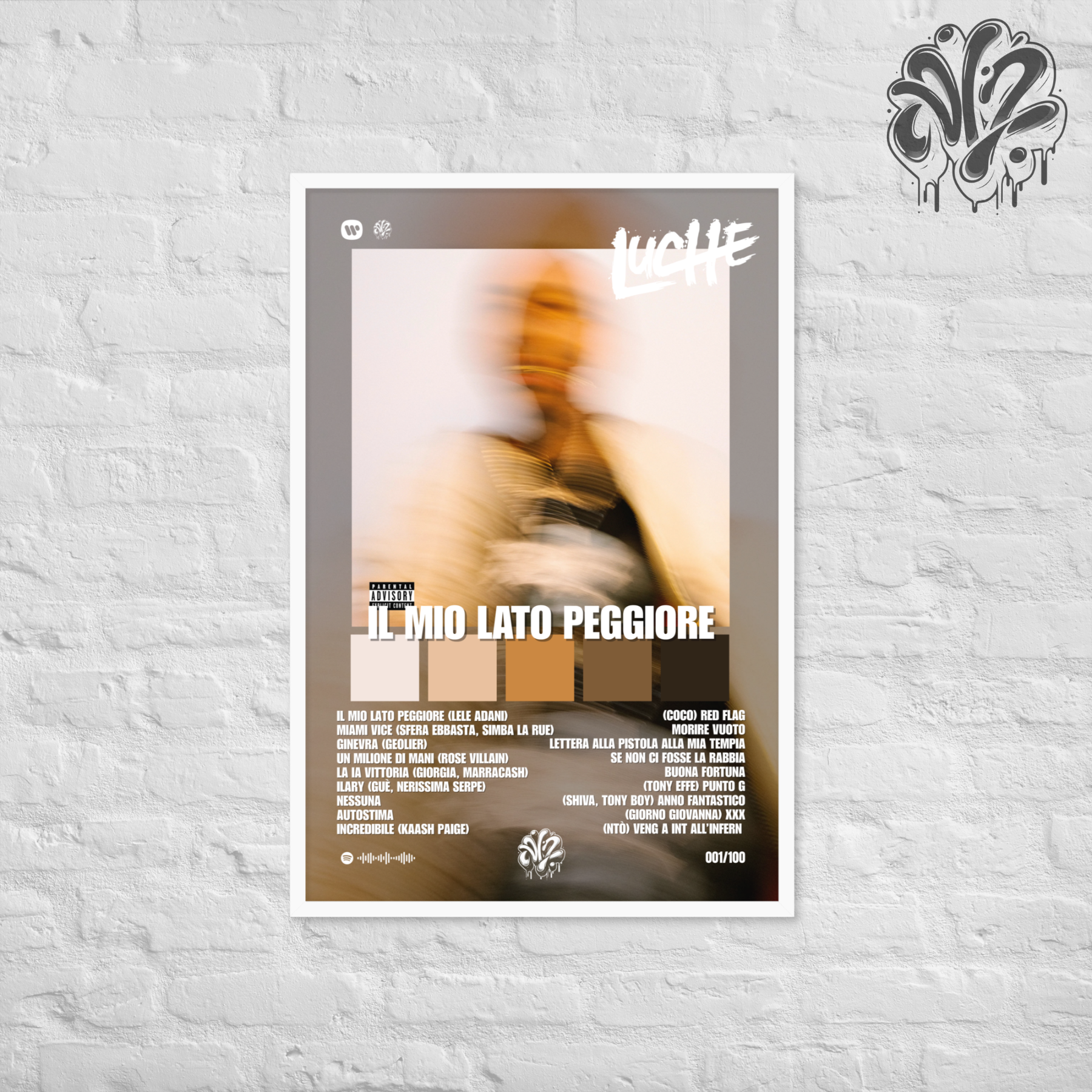 Il mio lato peggiore di Luchè - Poster in A3 con cornice pronto da appendere