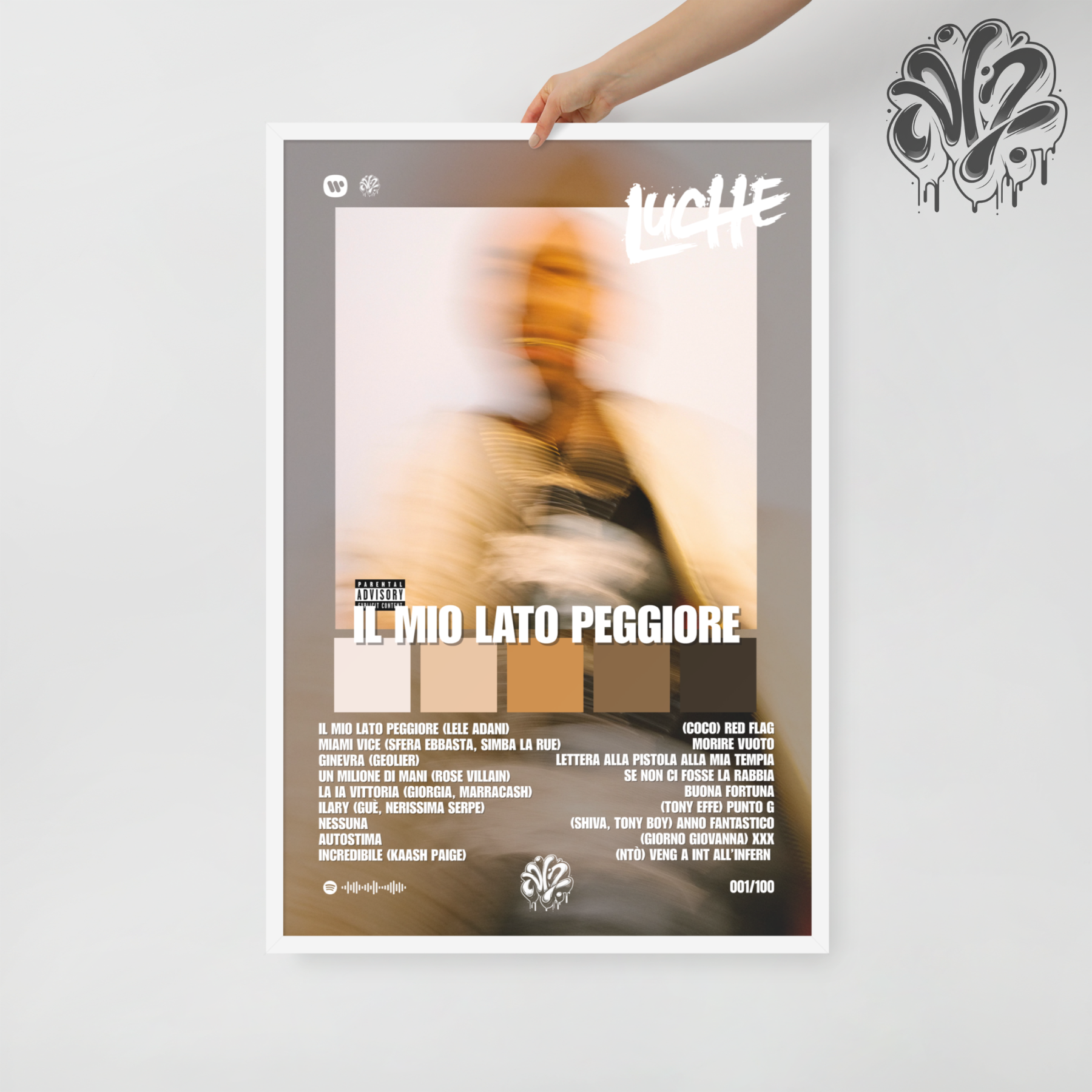 Il mio lato peggiore di Luchè - Poster in A3 con cornice pronto da appendere