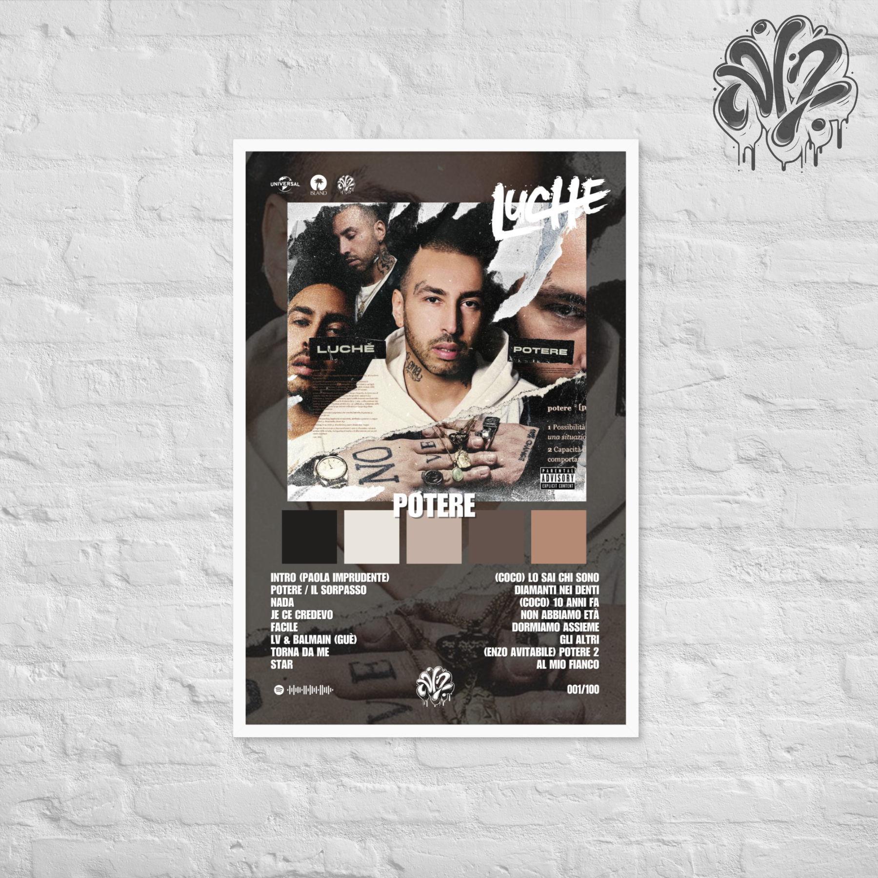 Potere di Luchè - Poster in A3 con cornice pronto da appendere