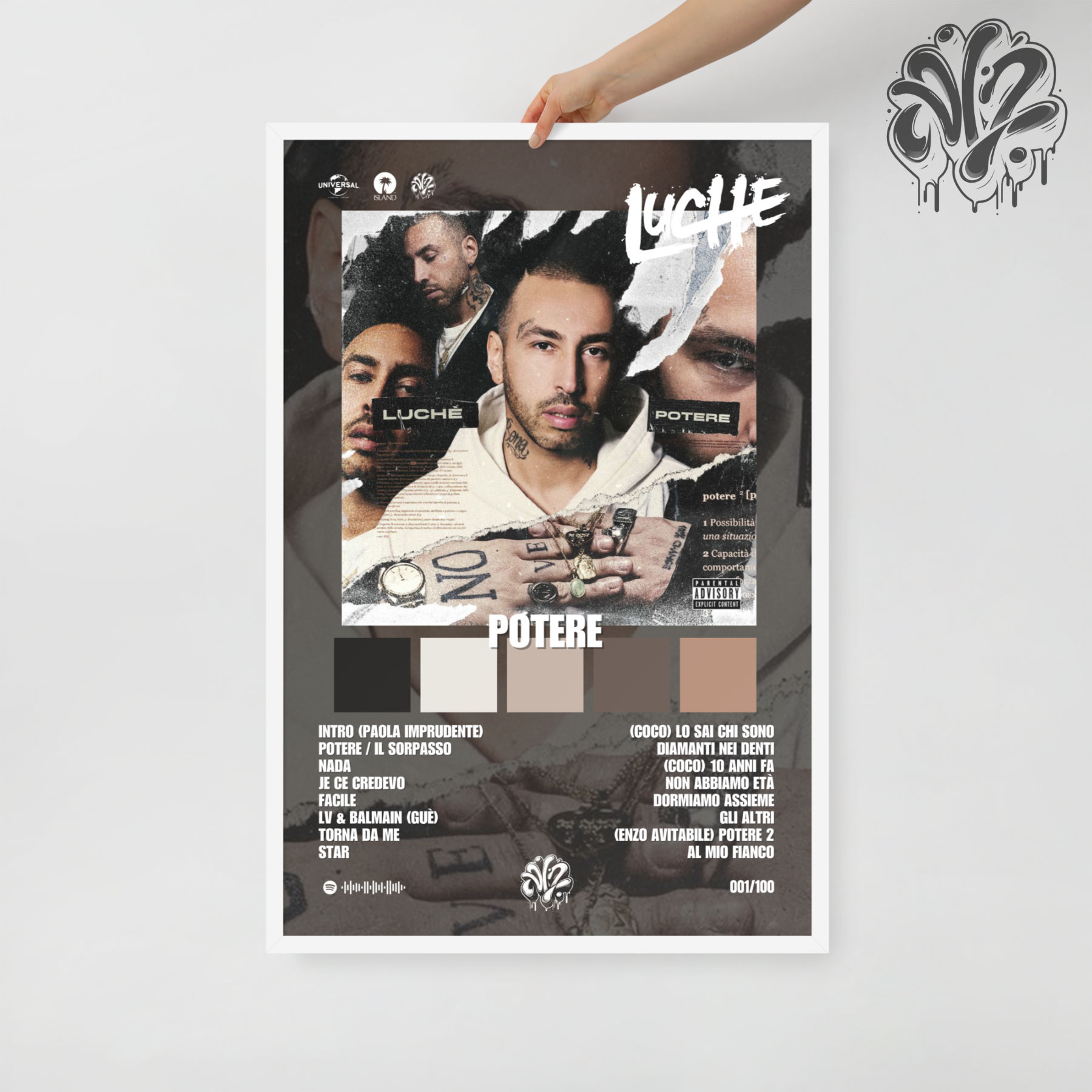 Potere di Luchè - Poster in A3 con cornice pronto da appendere