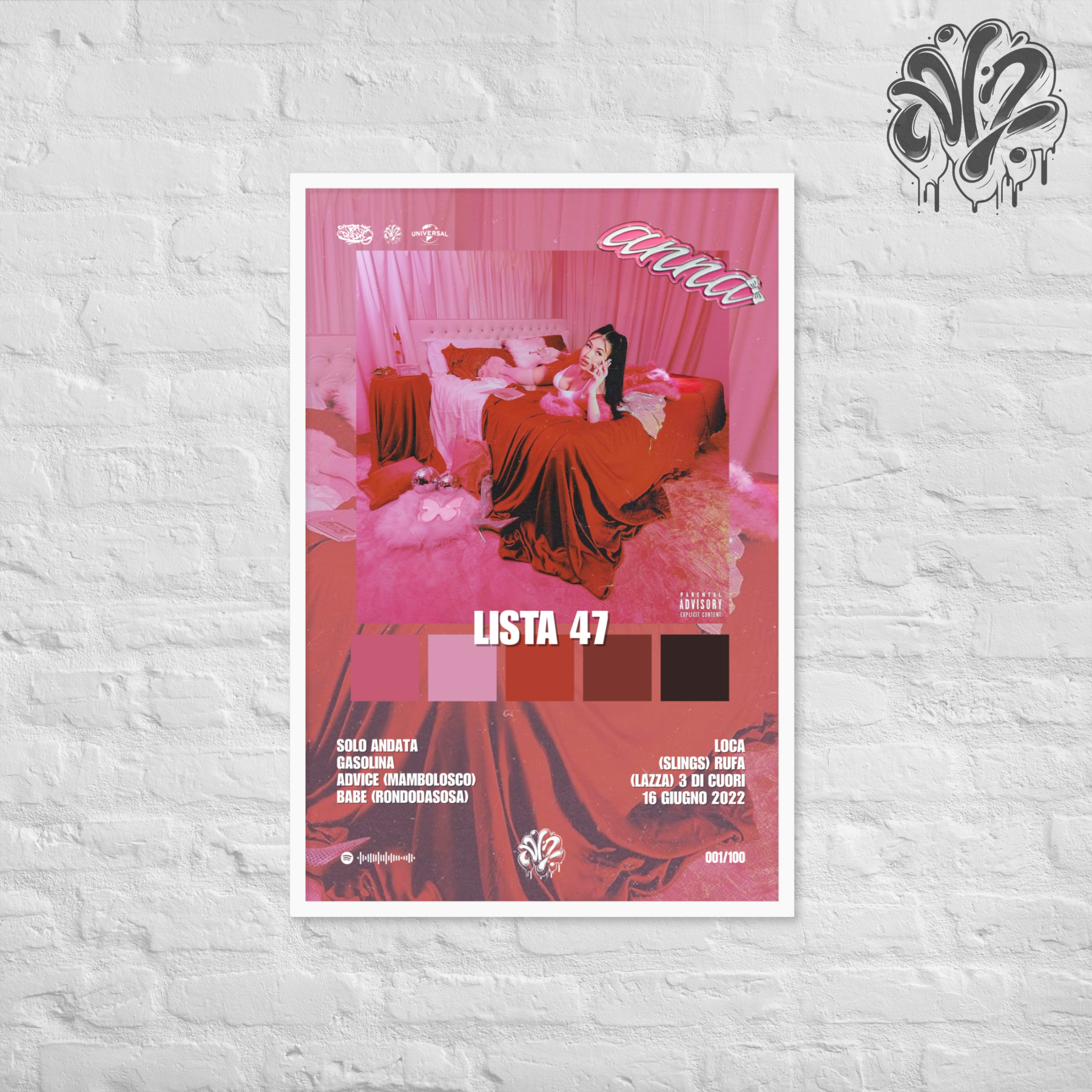 Lista47 di Anna - Poster in A3 con cornice pronto da appendere