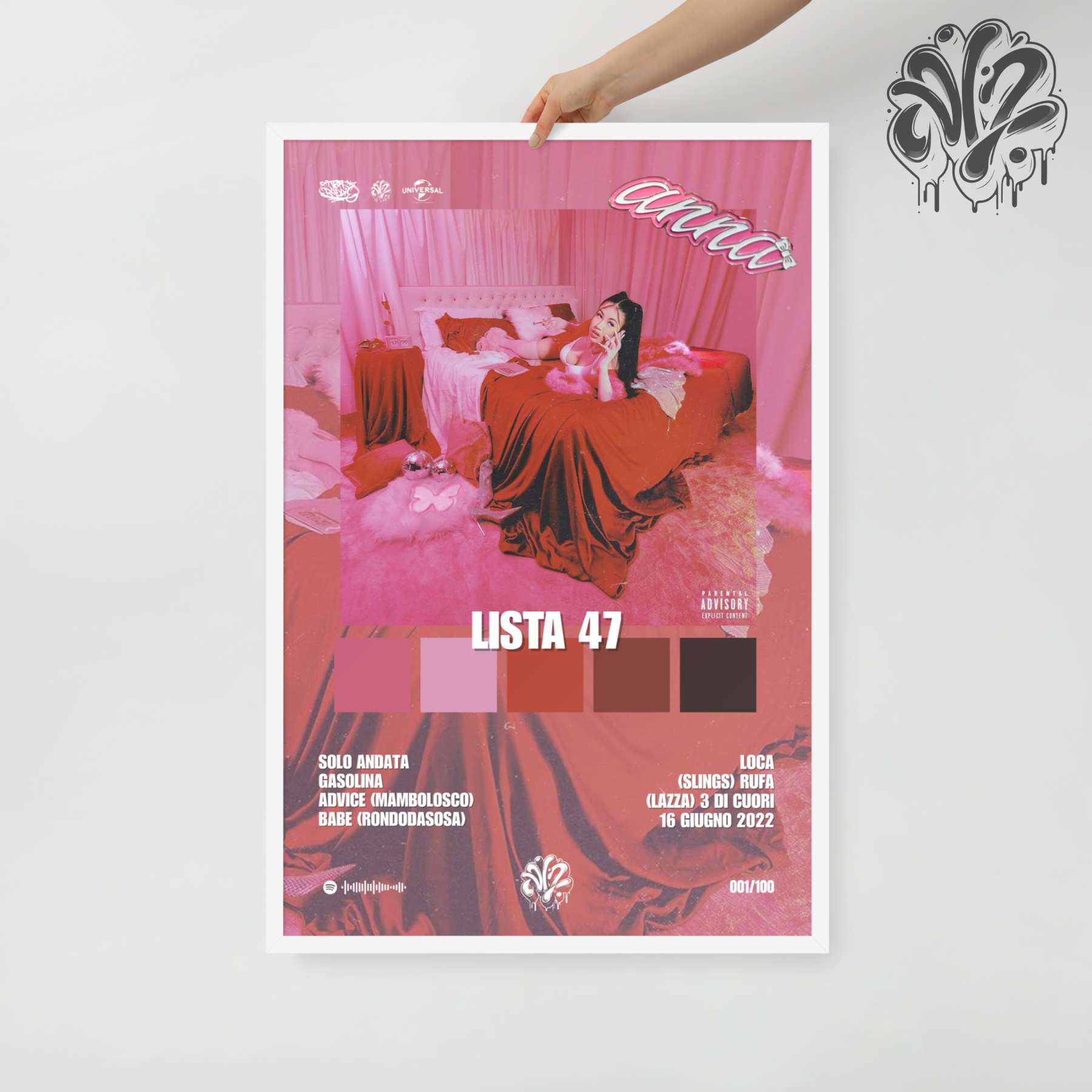 Lista47 di Anna - Poster in A3 con cornice pronto da appendere