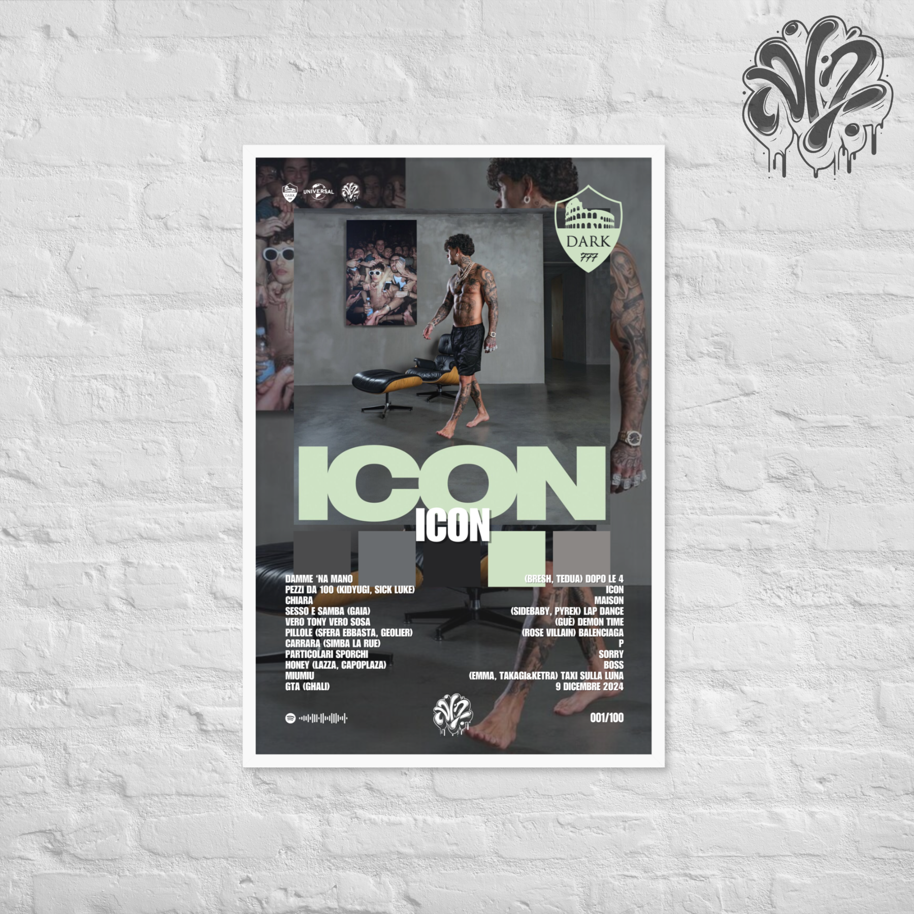 Icon di Tony Effe - Poster in A3 con cornice pronto da appendere