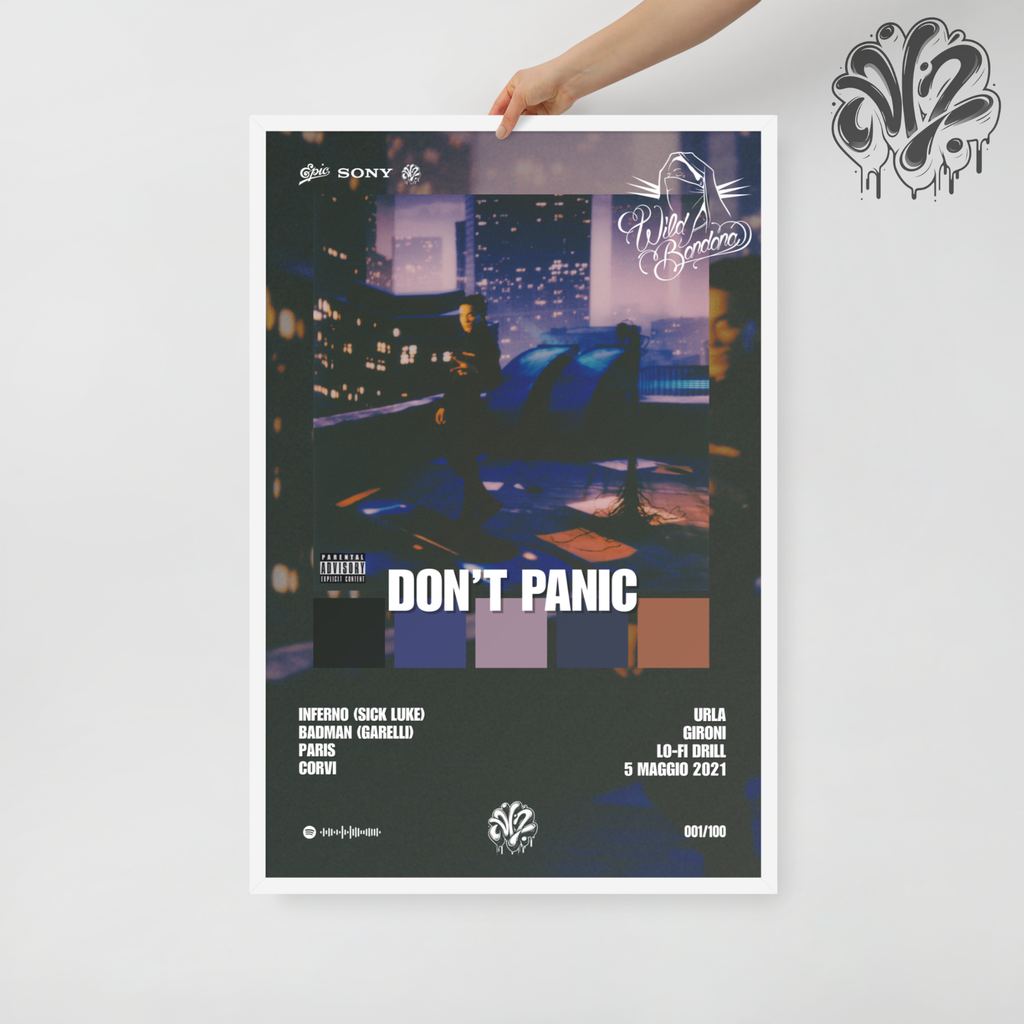 Don't panic di Tedua - Poster in A3 con cornice pronto da appendere