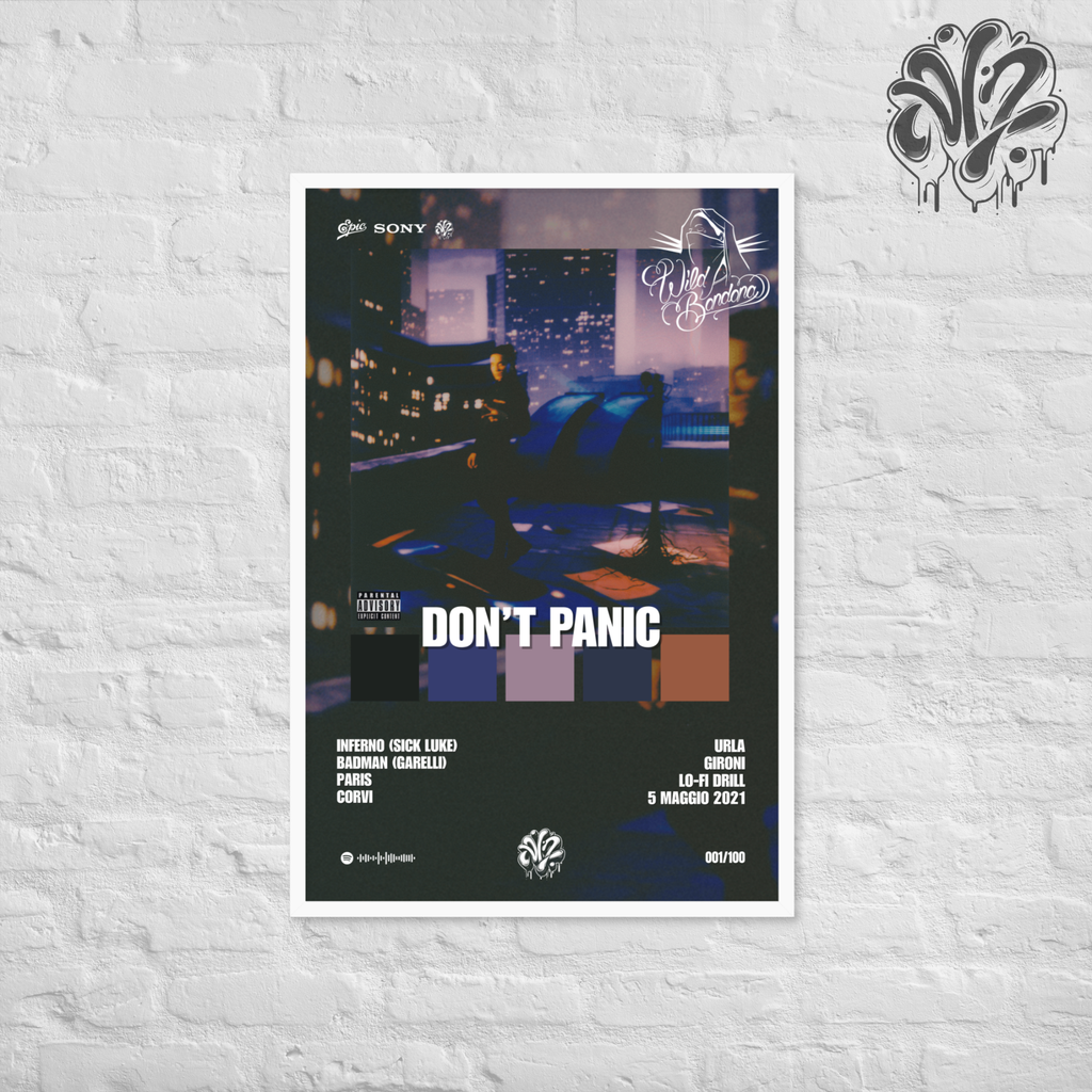Don't panic di Tedua - Poster in A3 con cornice pronto da appendere