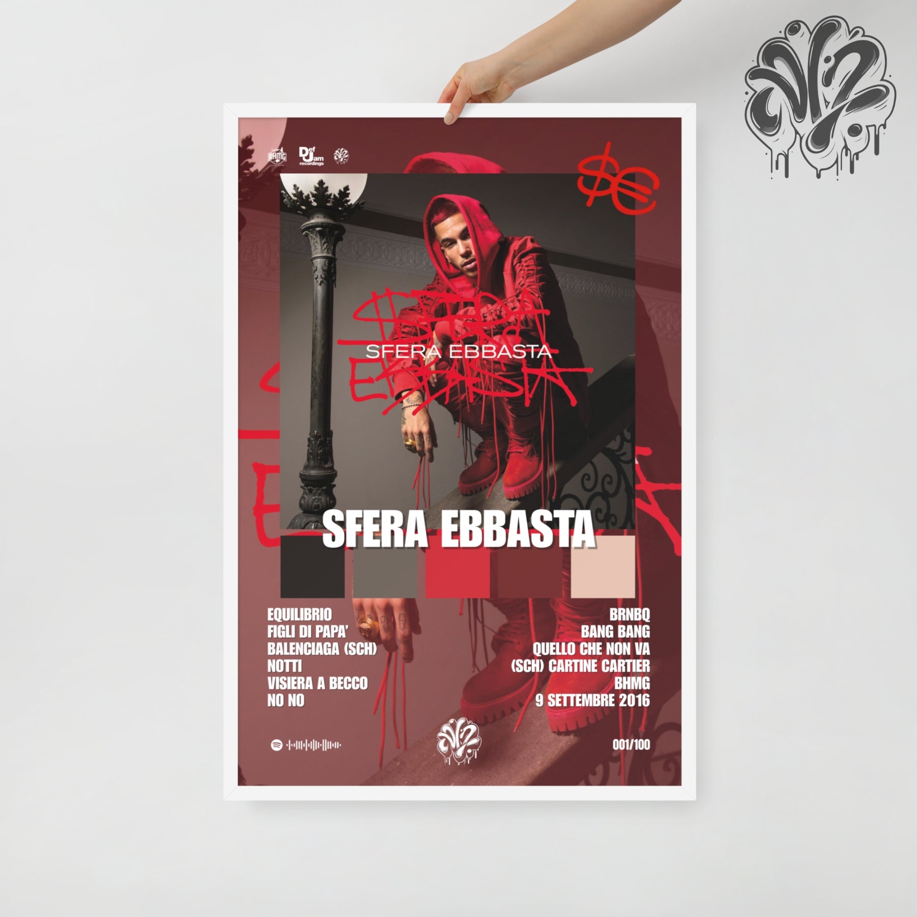 Sfera Ebbasta di Sfera ebbasta - Poster in A3 con cornice pronto da appendere