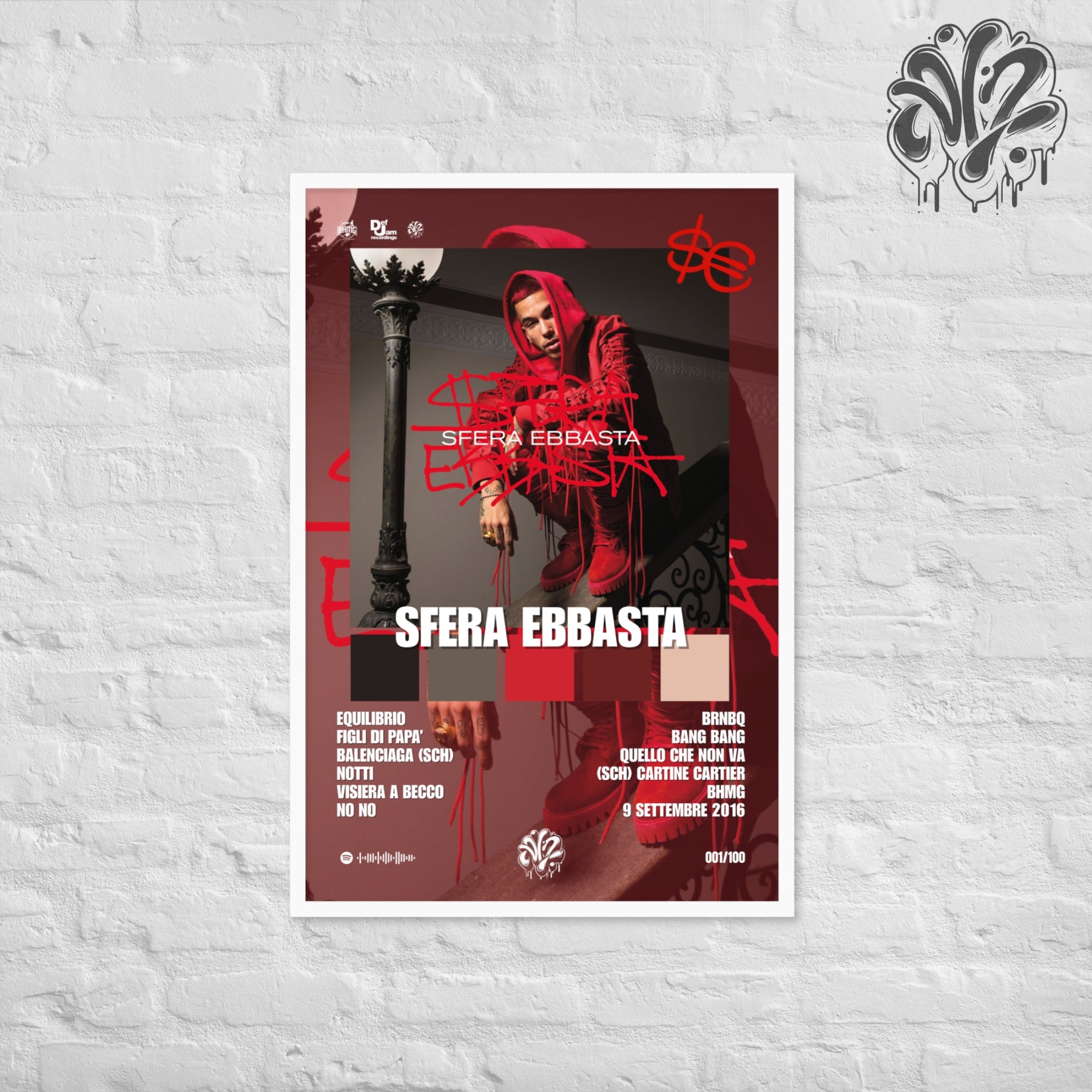 Sfera Ebbasta di Sfera ebbasta - Poster in A3 con cornice pronto da appendere