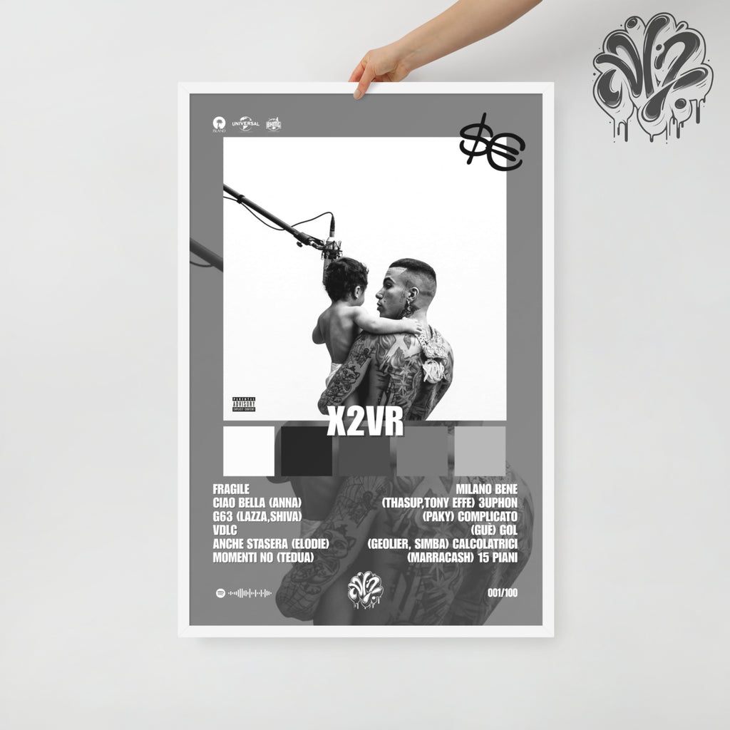 X2VR di Sfera Ebbasta - Poster in A3 con cornice pronto da appendere