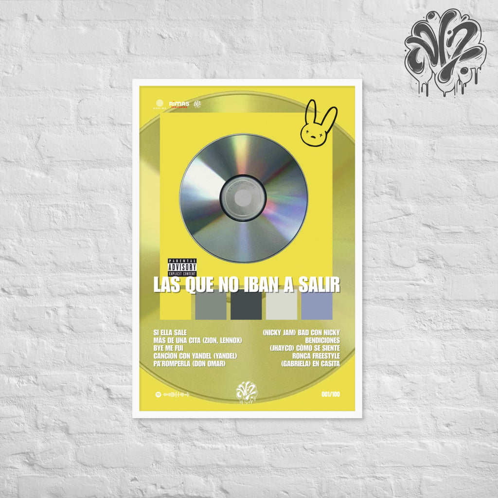 Las que no iban a salir di BadBunny - Poster in A3 con cornice pronto da appendere