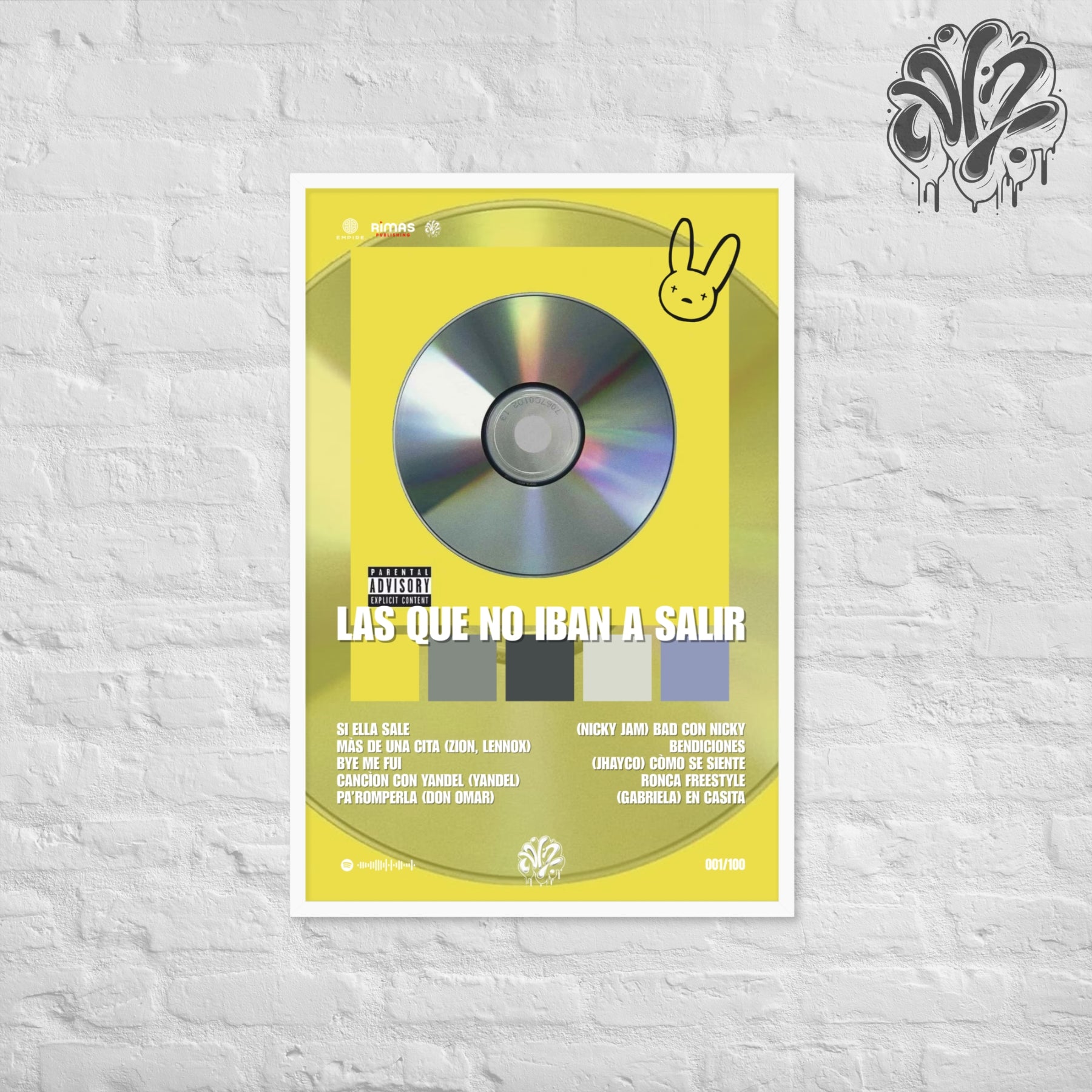 Las que no iban a salir di BadBunny - Poster in A3 con cornice pronto da appendere