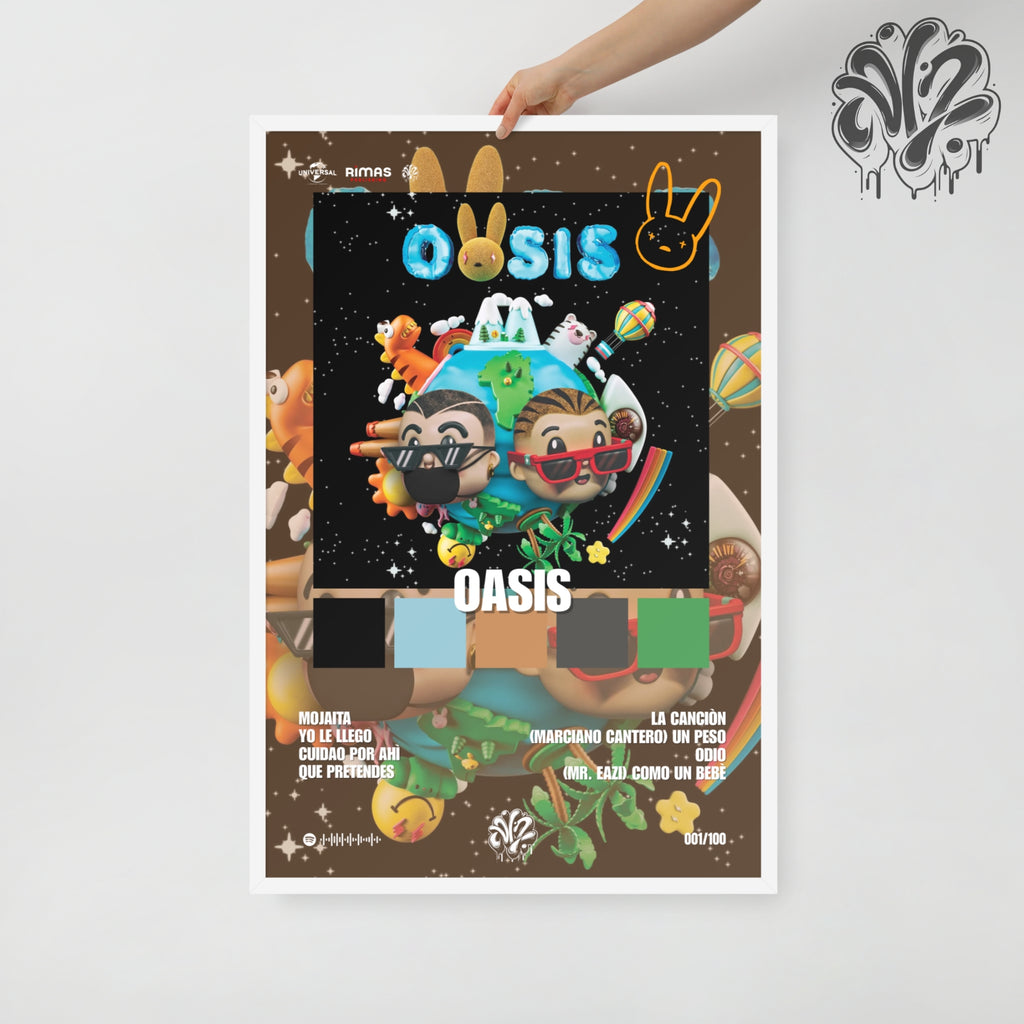 Oasis di BadBunny - Poster in A3 con cornice pronto da appendere
