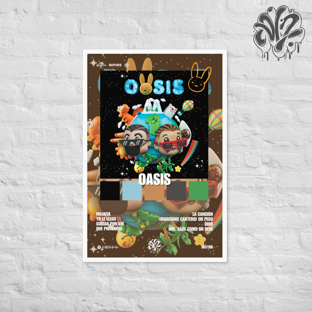 Oasis di BadBunny - Poster in A3 con cornice pronto da appendere
