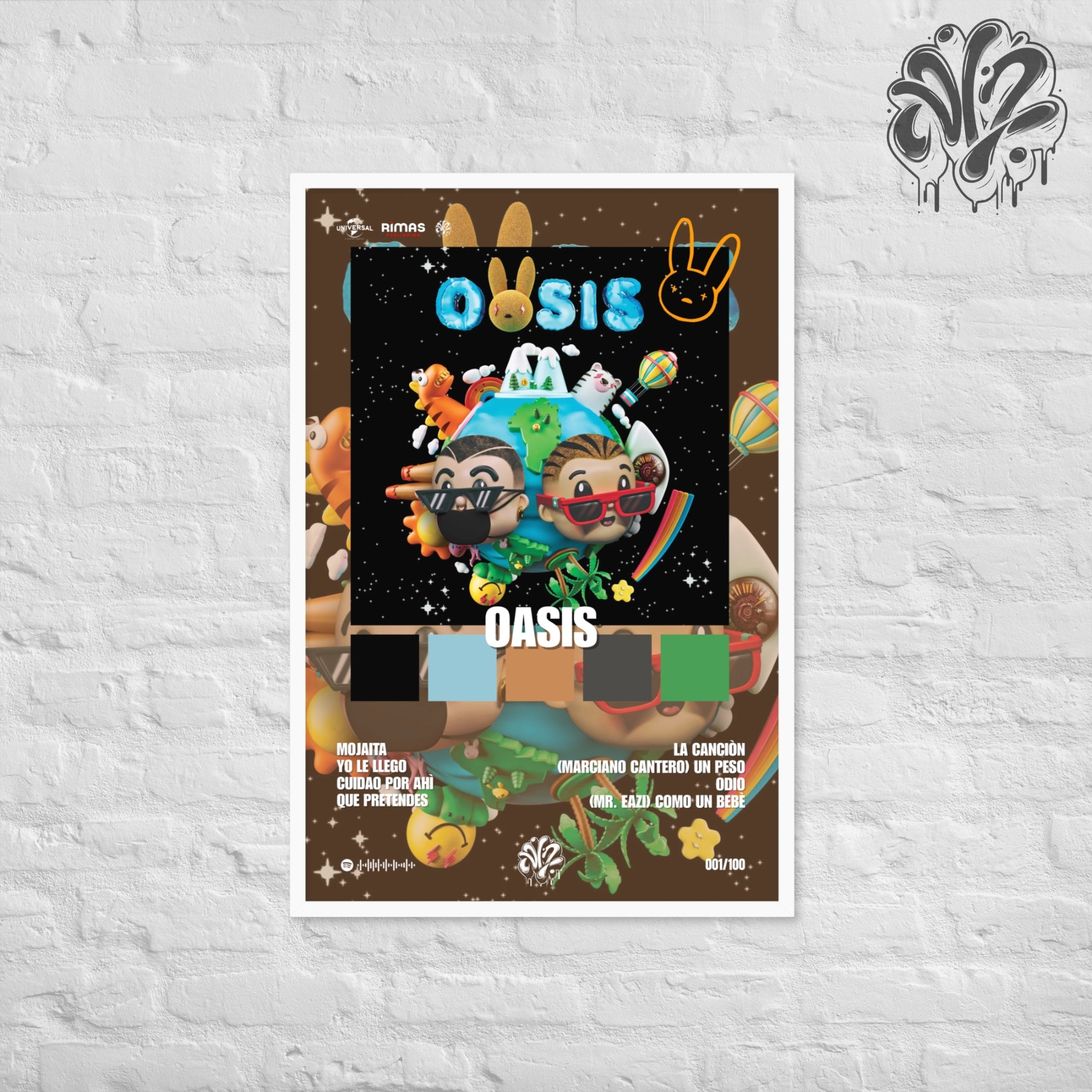 Oasis di BadBunny - Poster in A3 con cornice pronto da appendere