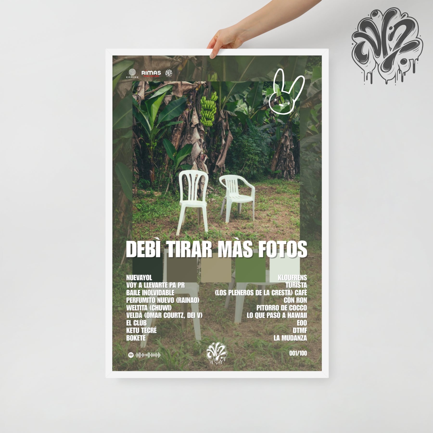 debì tirar màs fotos di BadBunny - Poster in A3 con cornice pronto da appendere