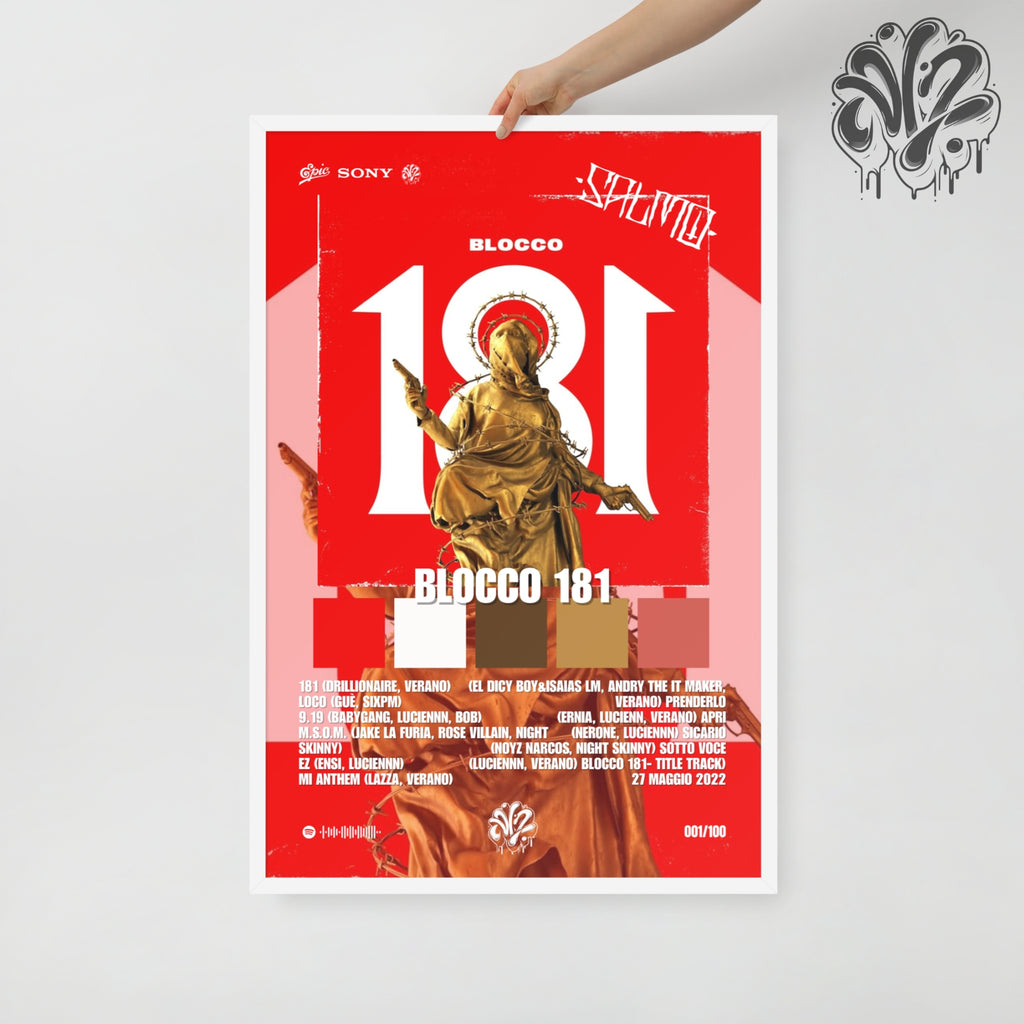 Blocco 181 di Salmo - Poster in A3 con cornice pronto da appendere