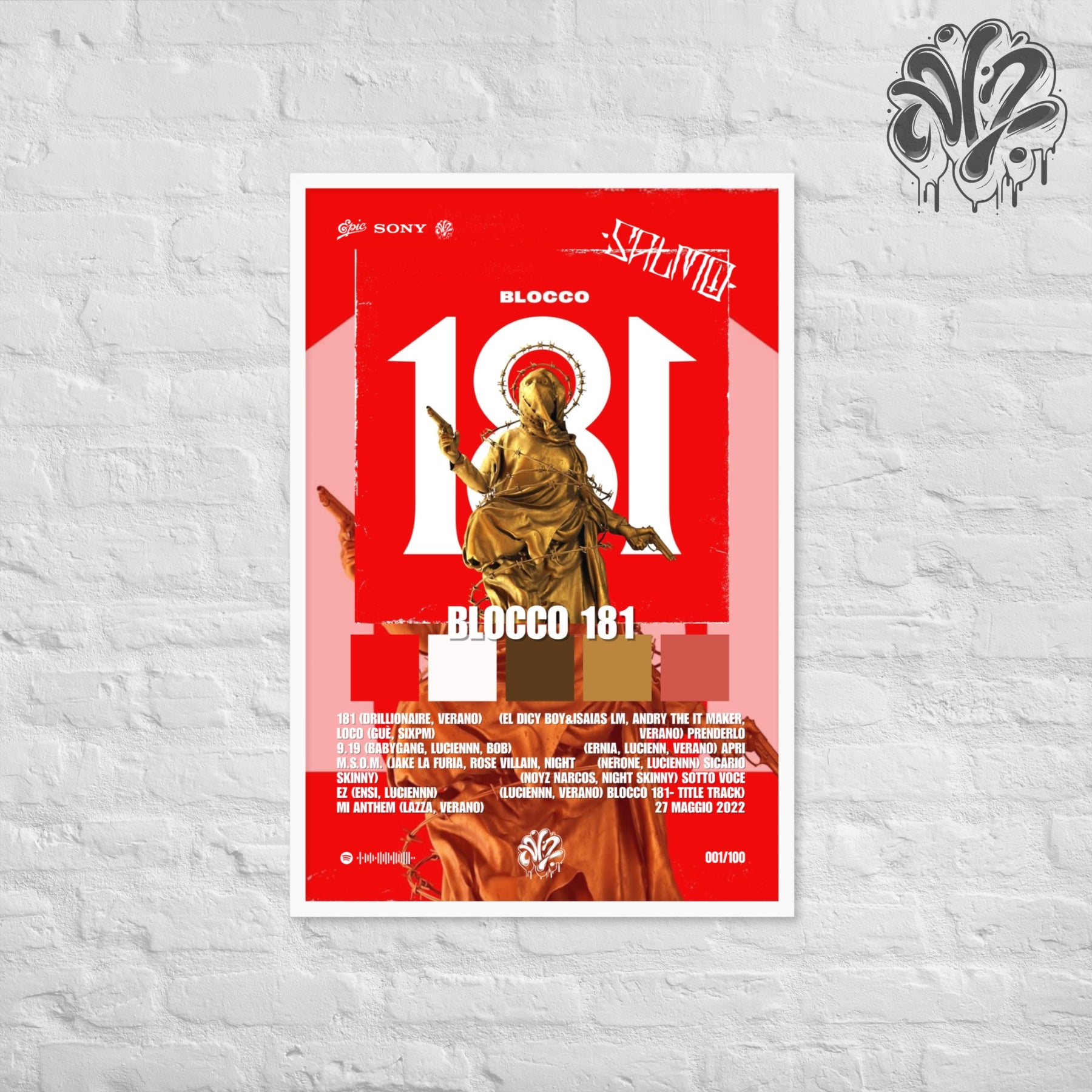 Blocco 181 di Salmo - Poster in A3 con cornice pronto da appendere