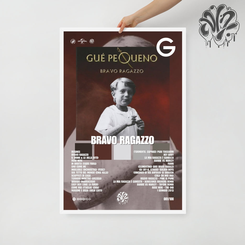Bravo ragazzo di Guè - Poster in A3 con cornice pronto da appendere