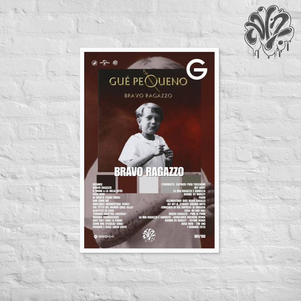 Bravo ragazzo di Guè - Poster in A3 con cornice pronto da appendere