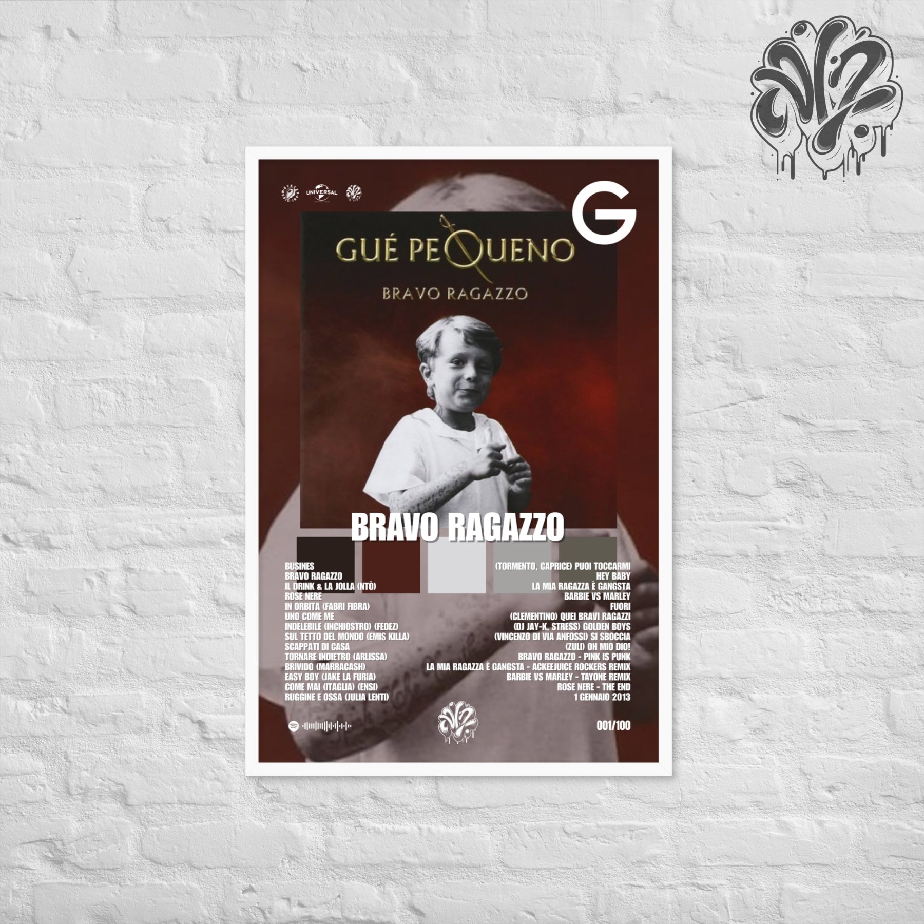 Bravo ragazzo di Guè - Poster in A3 con cornice pronto da appendere