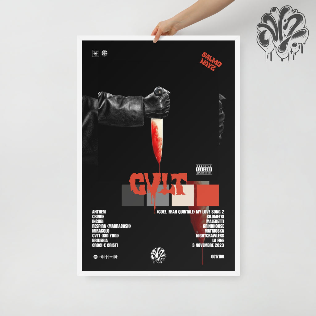 Cvlt di Salmo & Noyz Narcos - Poster in A3 con cornice pronto da appendere