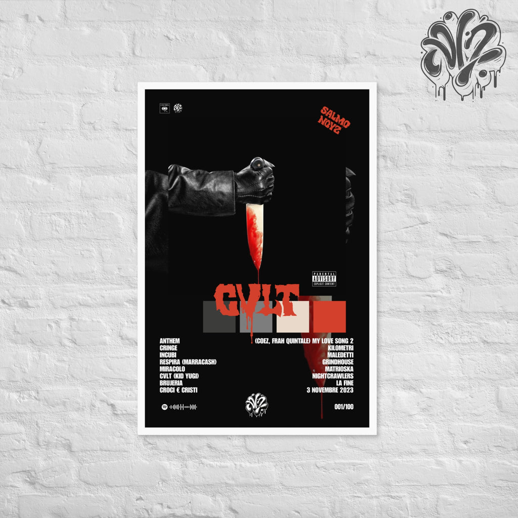 Cvlt di Salmo & Noyz Narcos - Poster in A3 con cornice pronto da appendere