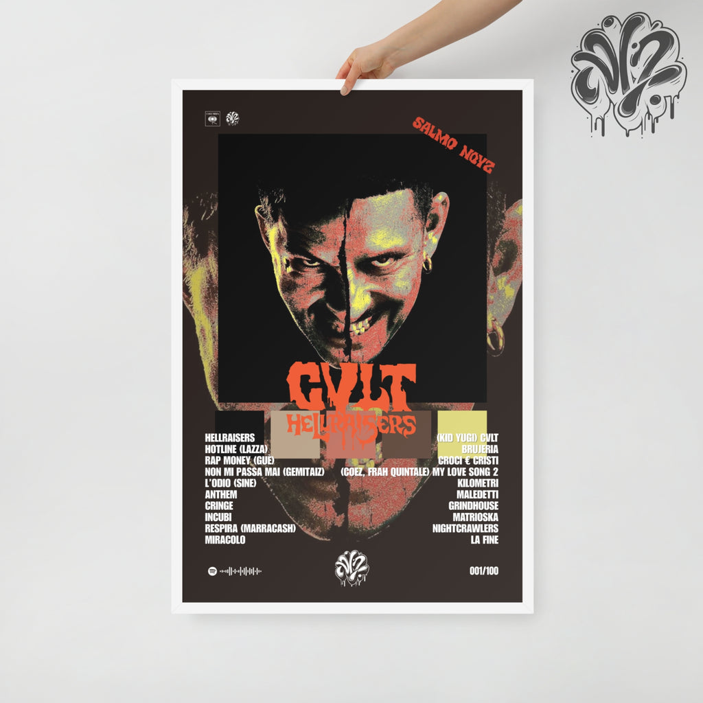 Cvlt HELLRAISERS di Salmo & Noyz Narcos - Poster in A3 con cornice pronto da appendere