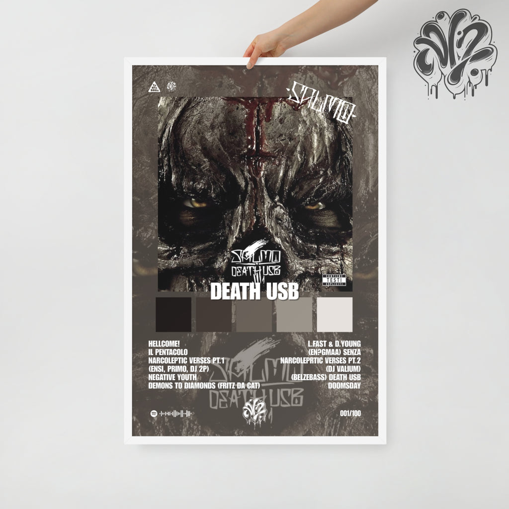 Death USB di Salmo - Poster in A3 con cornice pronto da appendere