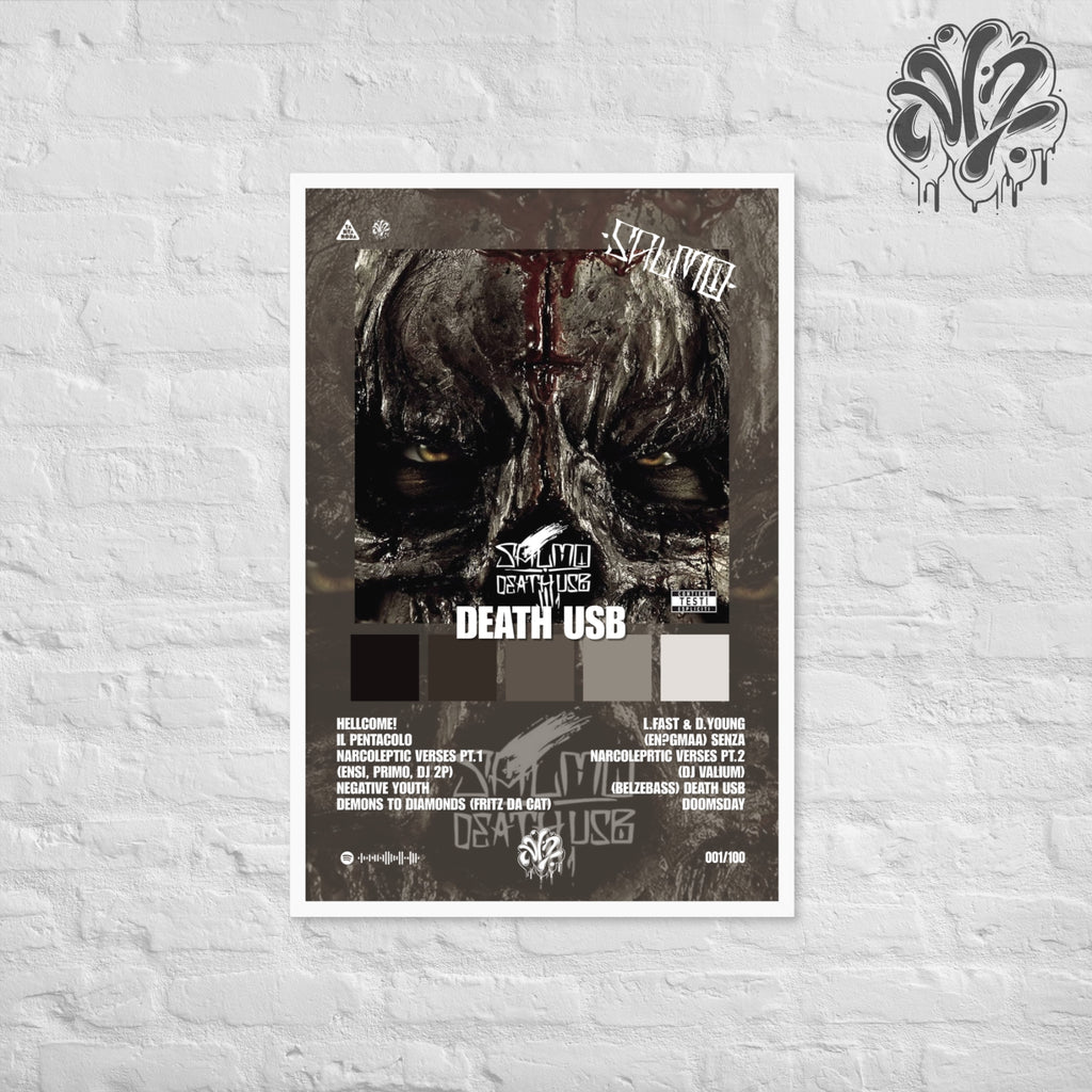 Death USB di Salmo - Poster in A3 con cornice pronto da appendere