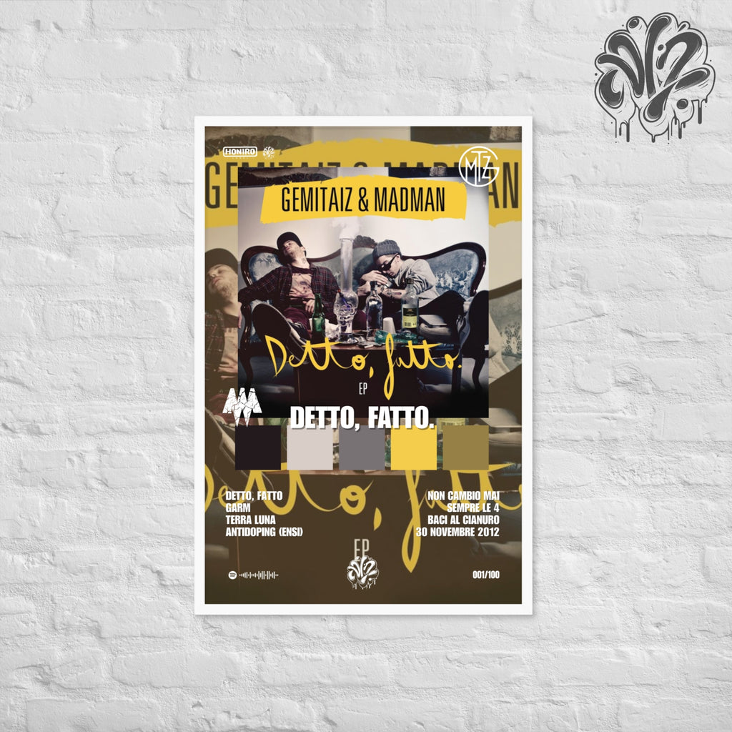 Detto, fatto. di Gemitaiz & Madman - Poster in A3 con cornice pronto da appendere