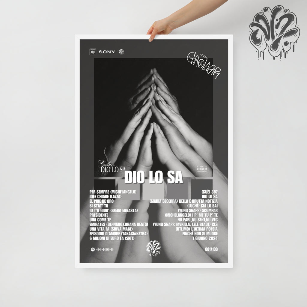 Dio lo sa di Geolier - Poster in A3 con cornice pronto da appendere