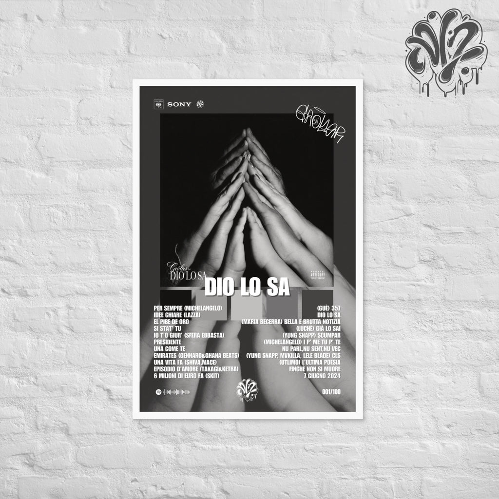 Dio lo sa di Geolier - Poster in A3 con cornice pronto da appendere