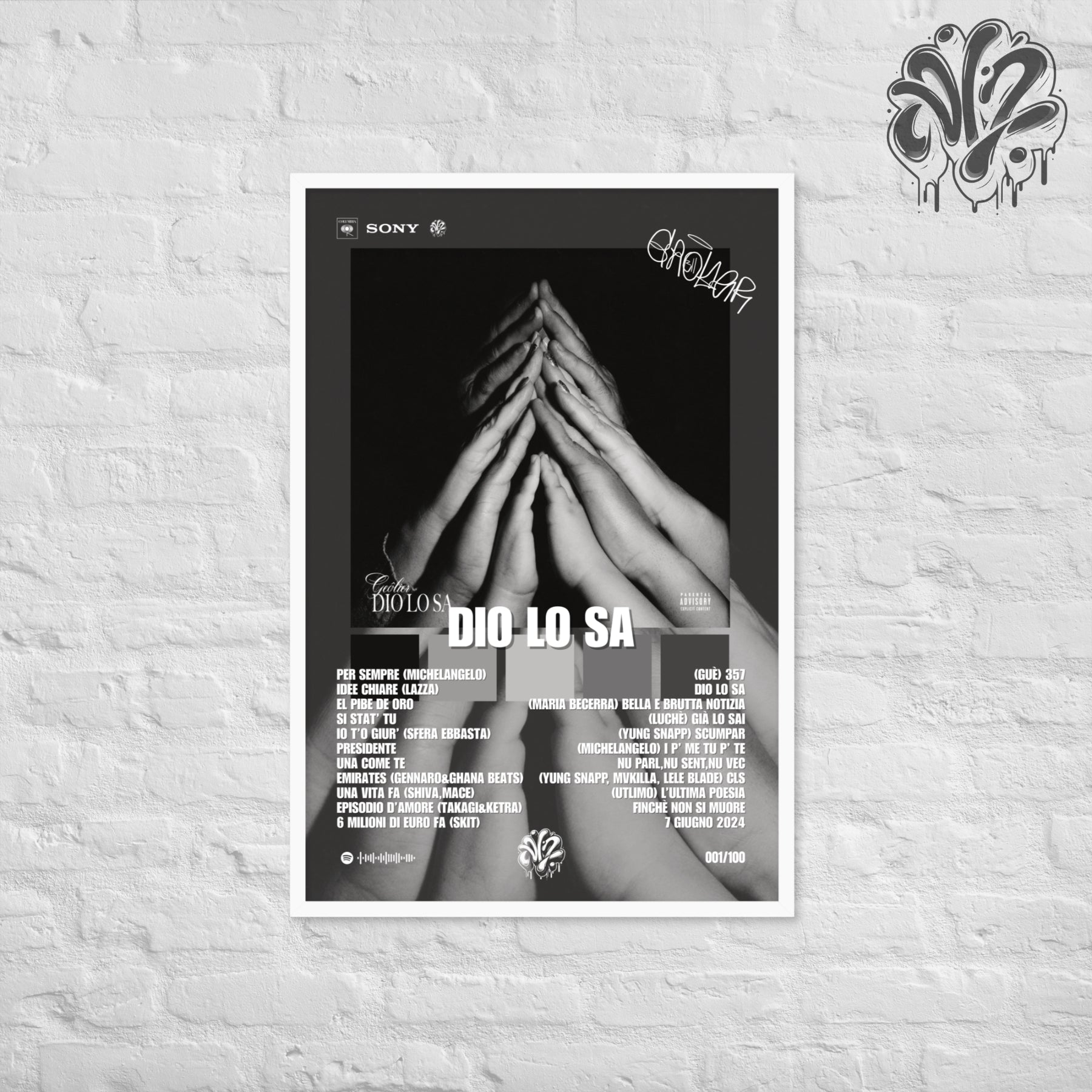 Dio lo sa di Geolier - Poster in A3 con cornice pronto da appendere