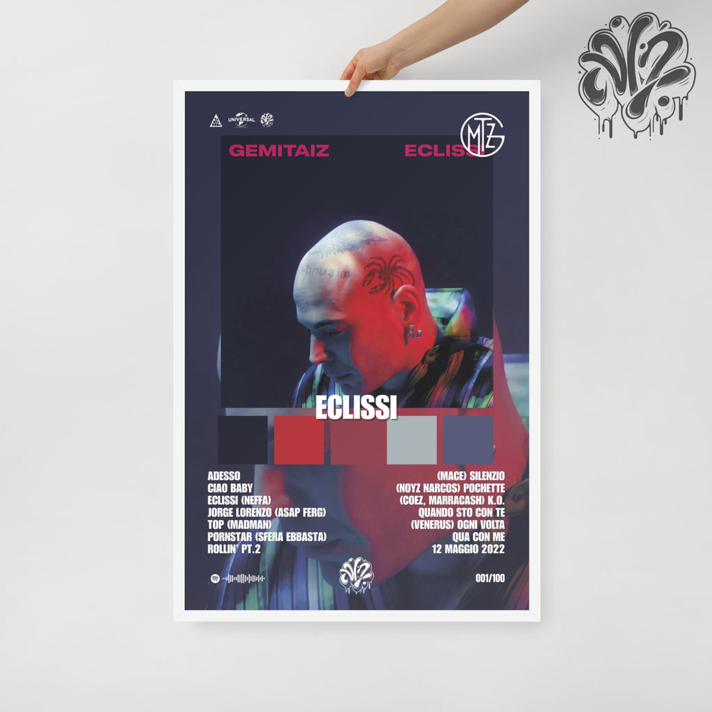 Eclissi di Gemitaiz- Poster in A3 con cornice pronto da appendere