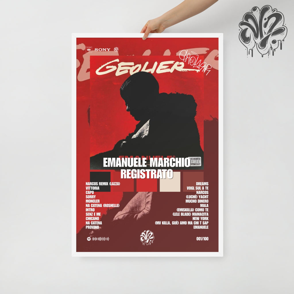 Emanuele Marchio registrato di Geolier - Poster in A3 con cornice pronto da appendere