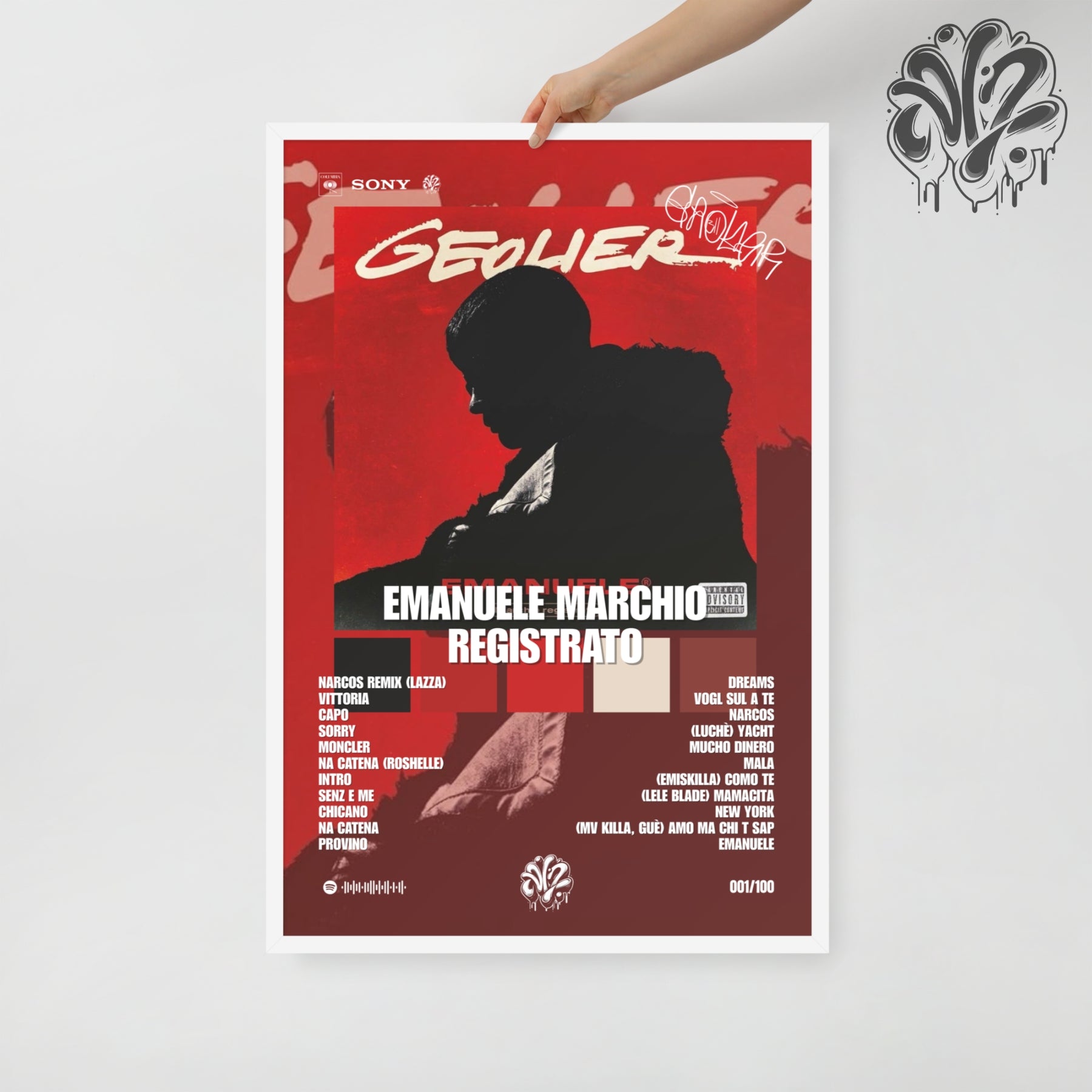 Emanuele Marchio registrato di Geolier - Poster in A3 con cornice pronto da appendere