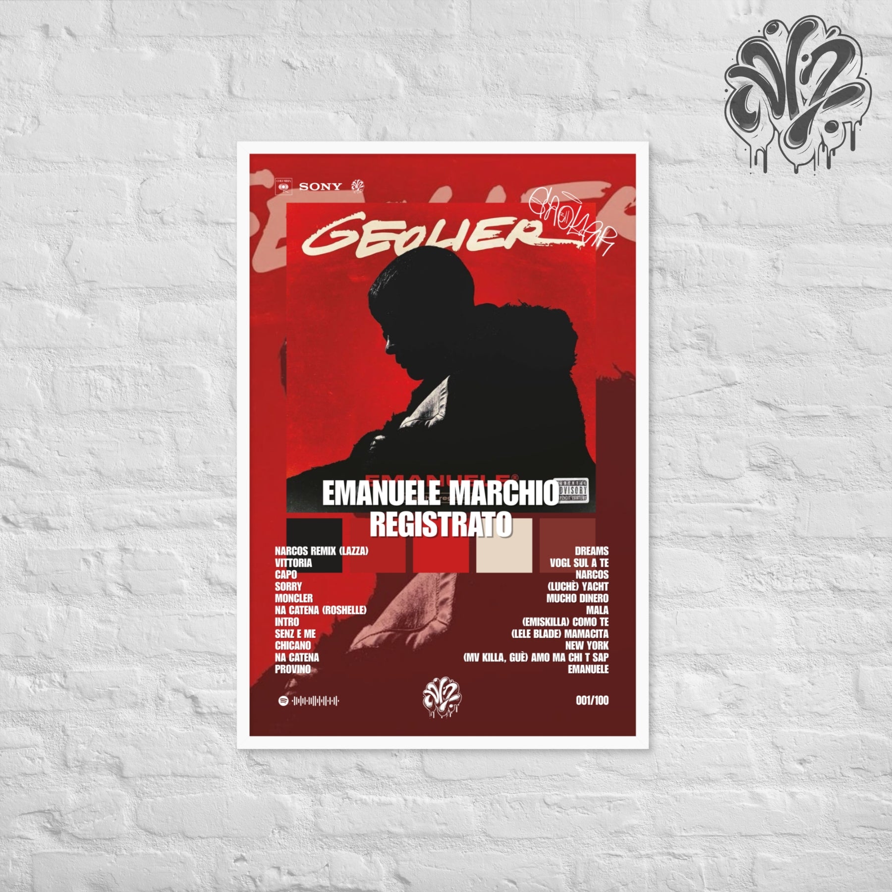 Emanuele Marchio registrato di Geolier - Poster in A3 con cornice pronto da appendere