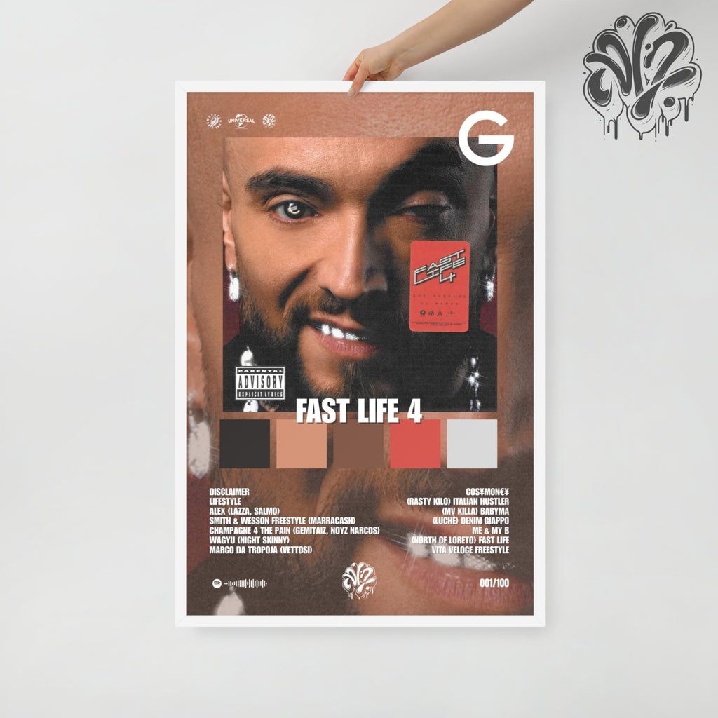 Fast Life di Guè - Poster in A3 con cornice pronto da appendere