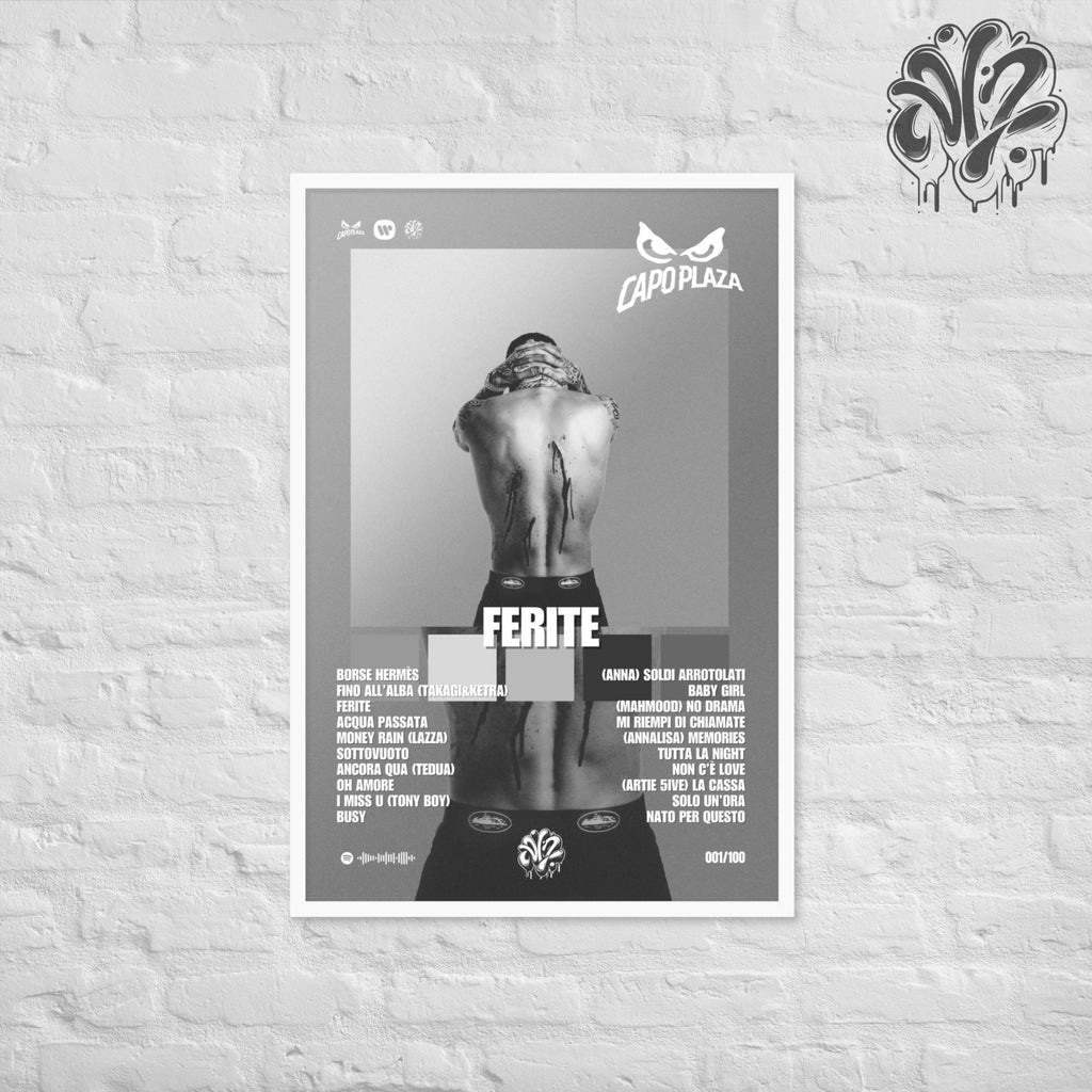 Ferite di Capo Plaza - Poster in A3 con cornice pronto da appendere