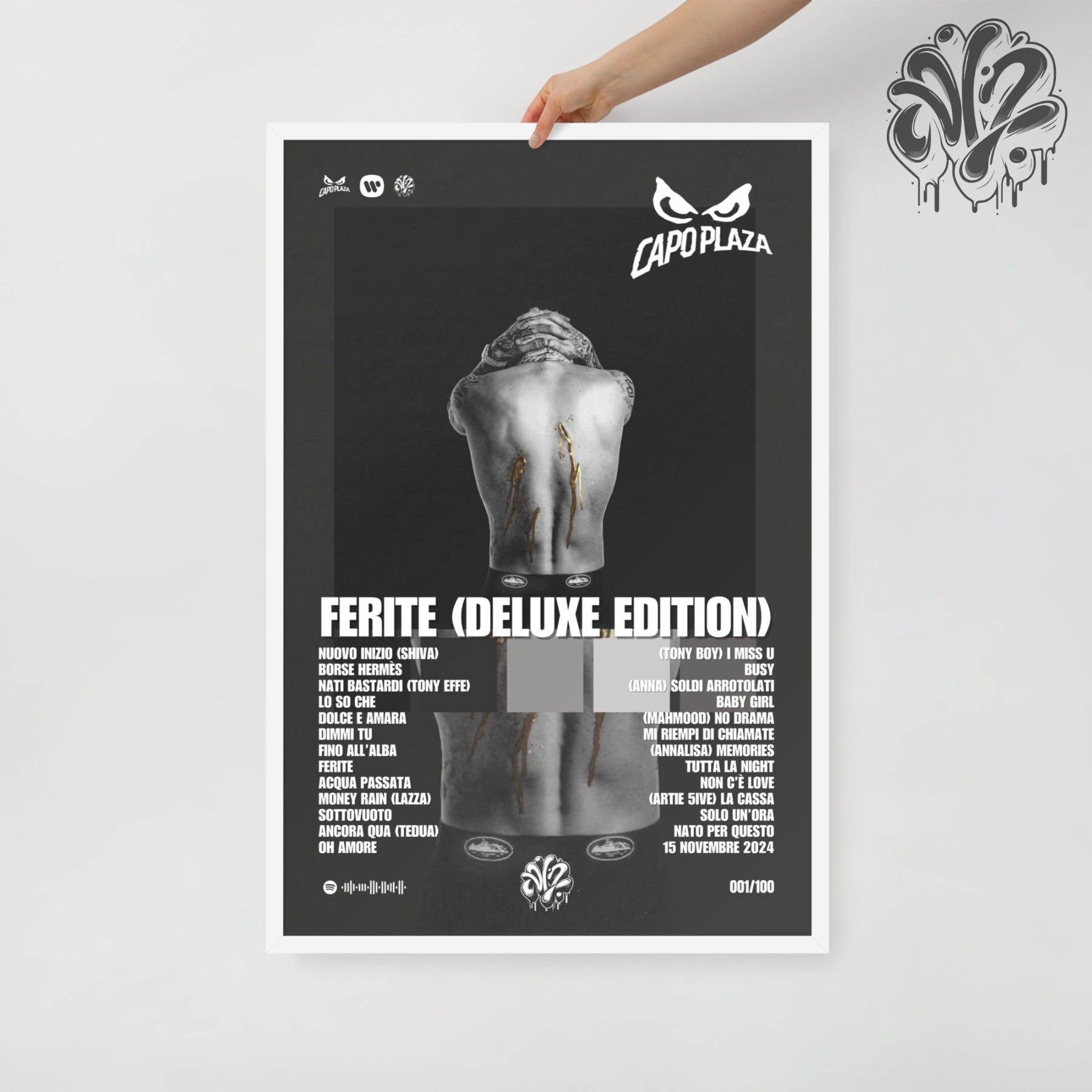 Ferite Deluxe Edition di Capo Plaza - Poster in A3 con cornice pronto da appendere