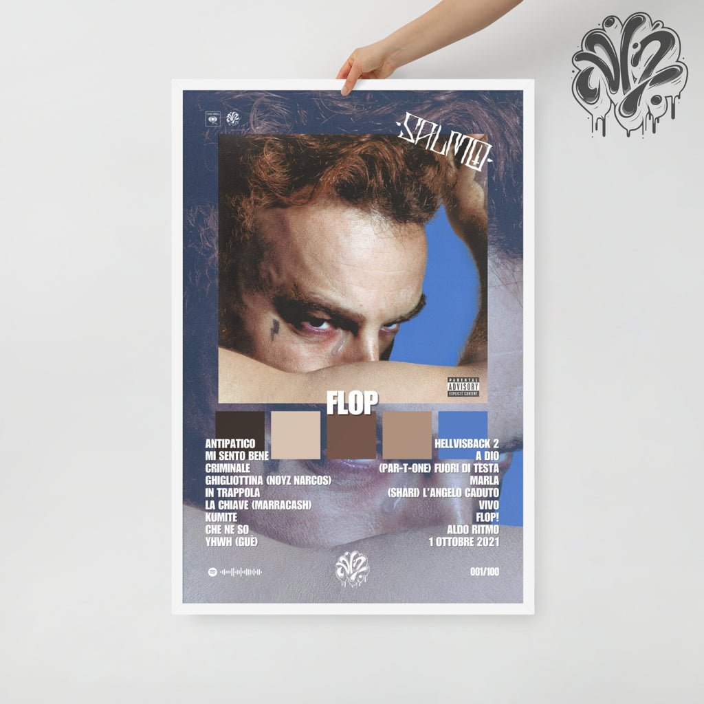 Flop di Salmo - Poster in A3 con cornice pronto da appendere