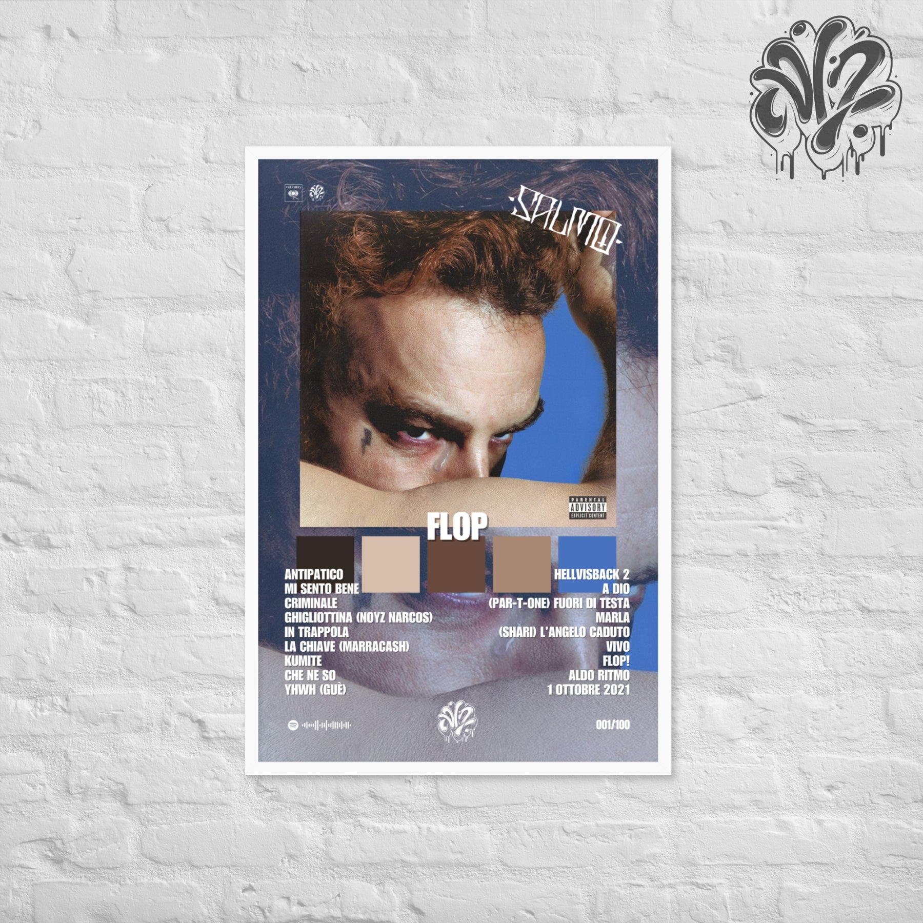 Flop di Salmo - Poster in A3 con cornice pronto da appendere